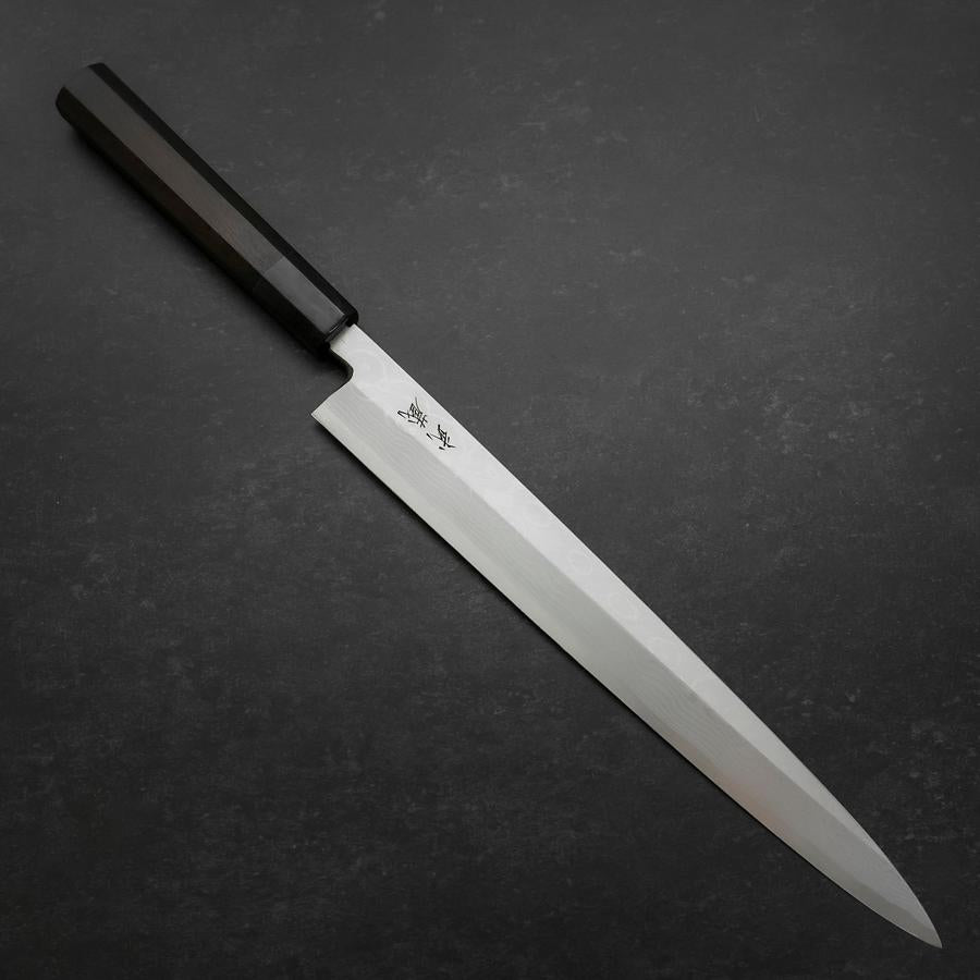 Premium Yanagiba Sushi Knife - Blue Steel #2 Suminagashi Blade with Buffalo Ebony Handle - 300mm Professional Japanese Kitchen Knife for Sushi Chefs & Home Cooks - Perfect for Slicing Raw Fish, Sashimi & Delicate Ingredients