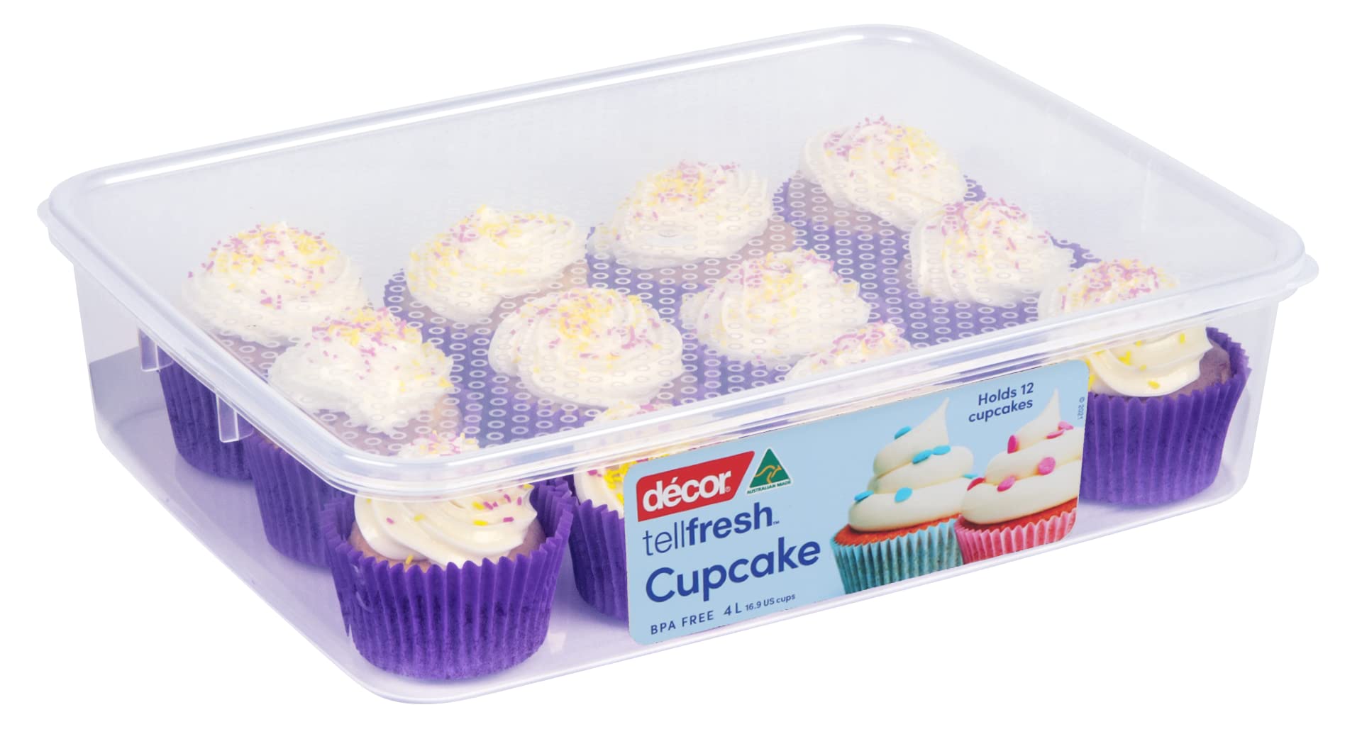 FreshTell 12-Cupcake Storage Container with Airtight Lid | 4L Capacity BPA-Free Plastic | Dishwasher & Microwave Safe | Perfect for Parties, Baking & Kitchen Organization