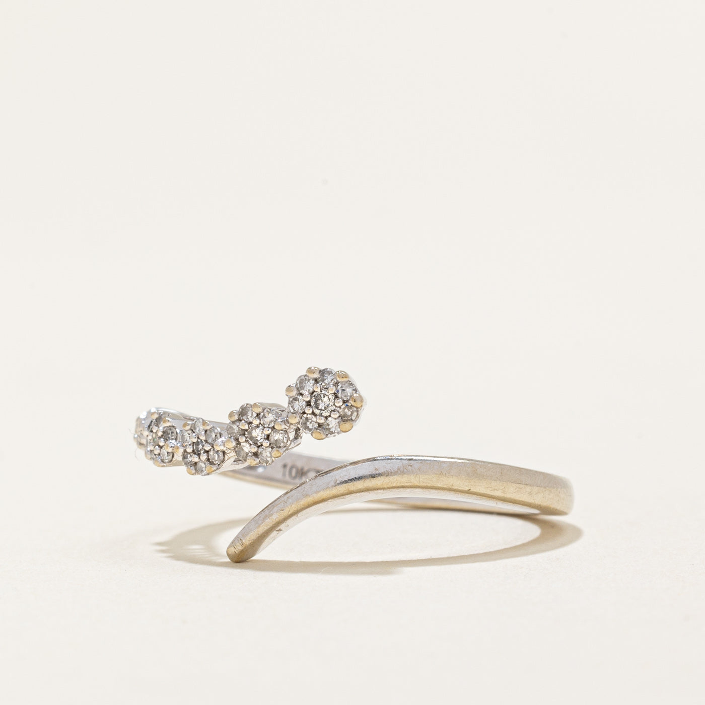 0.12ctw Diamond Bypass Ring - Size 7.25 | Elegant Wedding Band, Anniversary Gift for Her | Perfect for Engagements, Proposals & Special Occasions