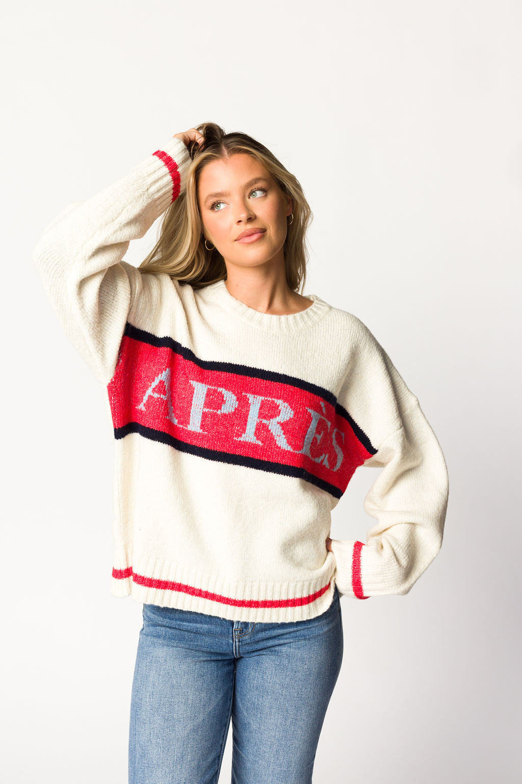 Apres Pullover Sweater Top for Women - Soft Cream Knit Sweater | Casual Winter Warm Pullover | Perfect for Office, Date Night & Cozy Weekends