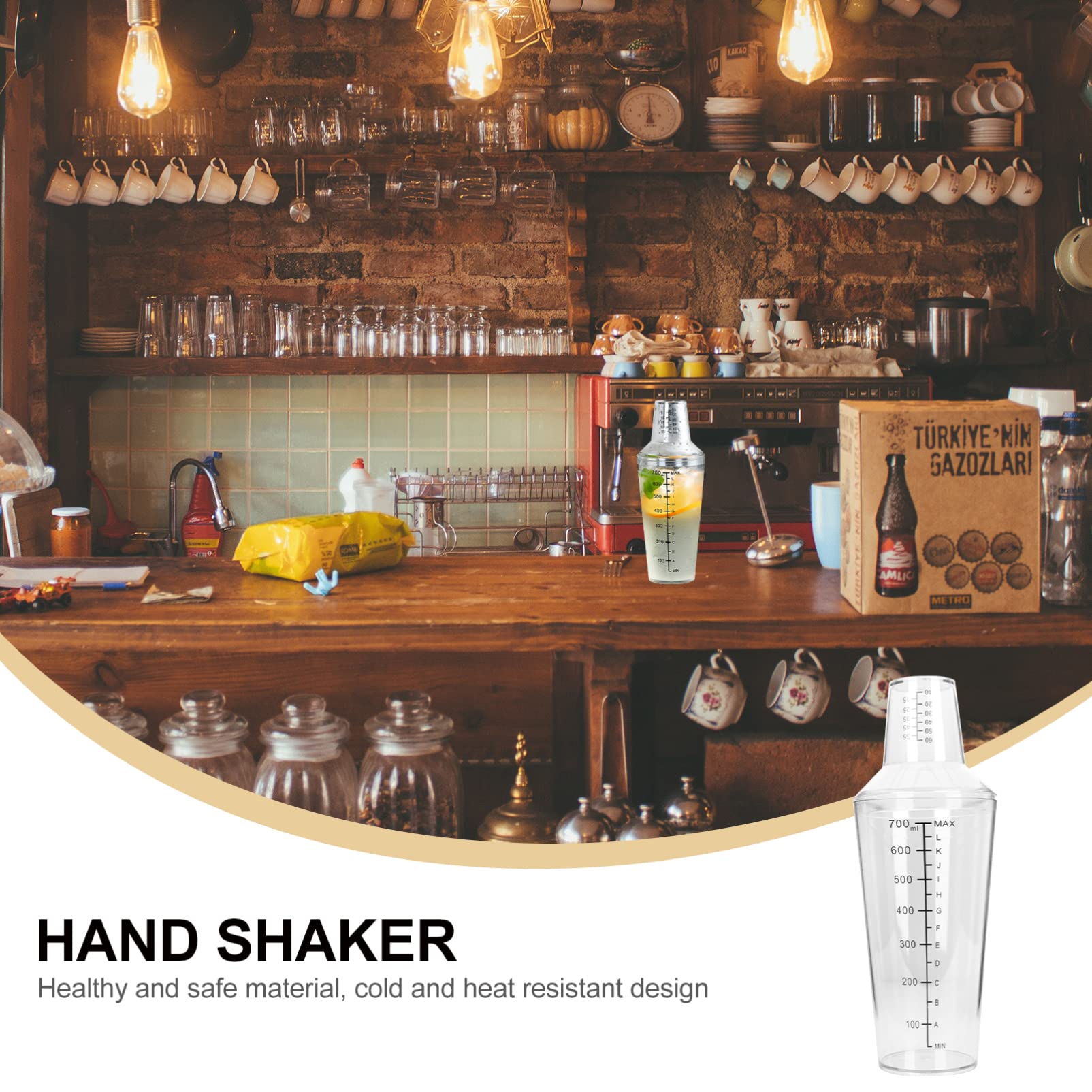 Zerodeko Snow Grams Plastic Cup - 16oz Clear Drinkware for Milk Tea, Cocktails & Protein Shakes | Stainless Steel Cocktail Shaker with Measuring Scale | Perfect for Bartending, Home Mixing & Party Drinks