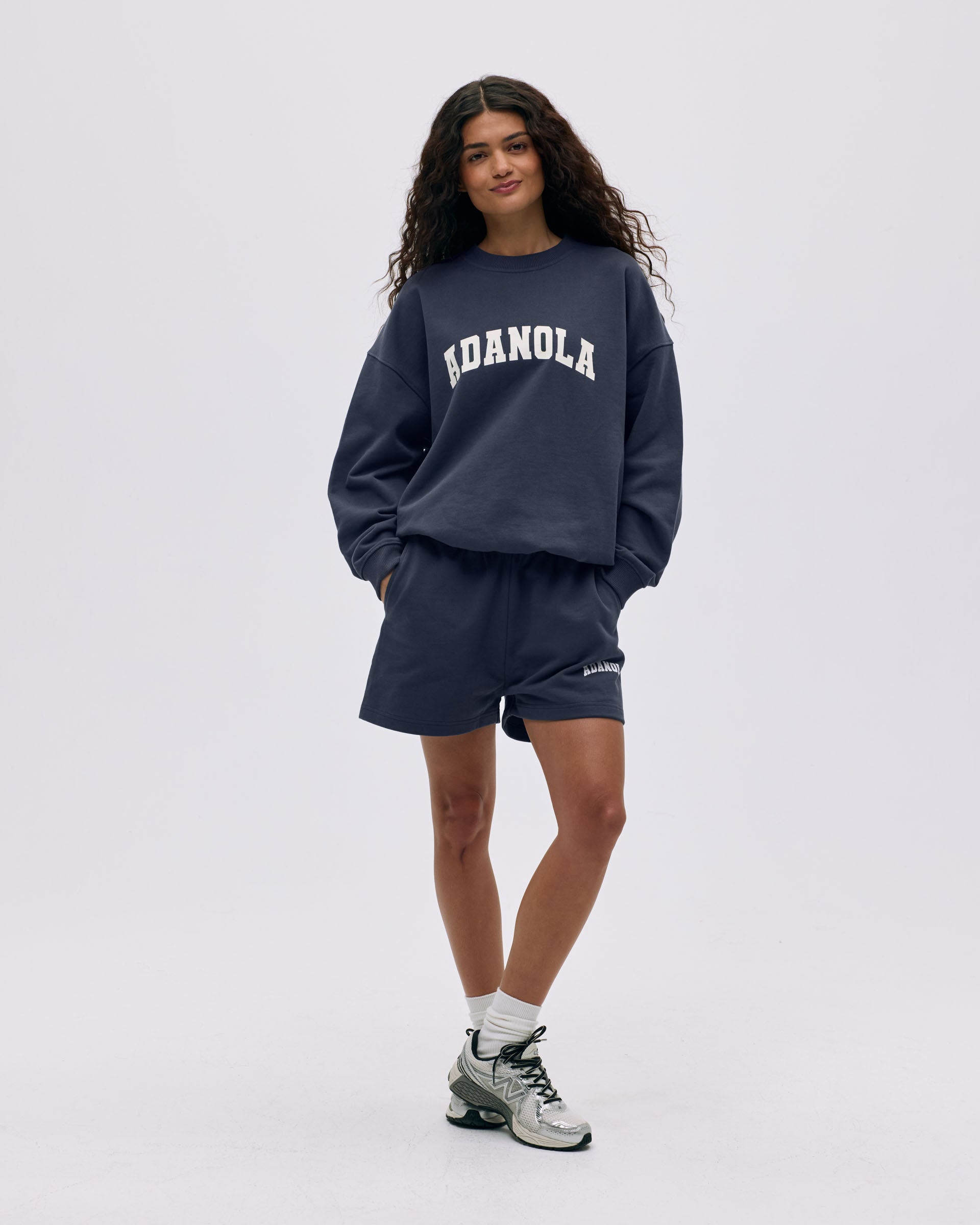 Varsity Sweat Shorts for Men & Women - Comfortable Cotton Blend Athletic Shorts in Midnight Blue & Marshmallow White - Perfect for Gym, Running, and Casual Wear