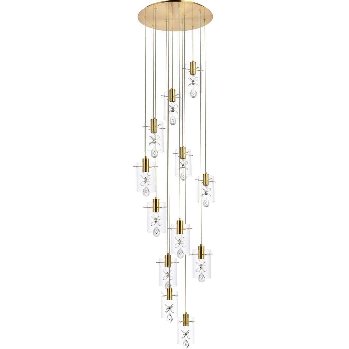 Luxury Hana 12-Light Chandelier Pendant Lighting - Gold Finish for Living Room, Kitchen, Bedroom & Hallway | Elegant Dining Room Lighting & Modern Home Decor