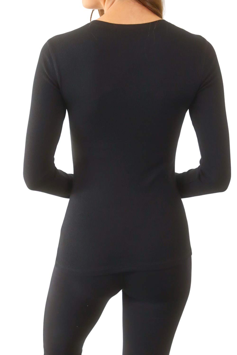 Pure Look Women's Long Sleeve Waffle Knit Stretch Cotton Thermal Underwear Shirt - Soft & Comfortable Base Layer for Winter, Fall & Layering - Perfect for Outdoor Activities, Hiking & Cold Weather Wear