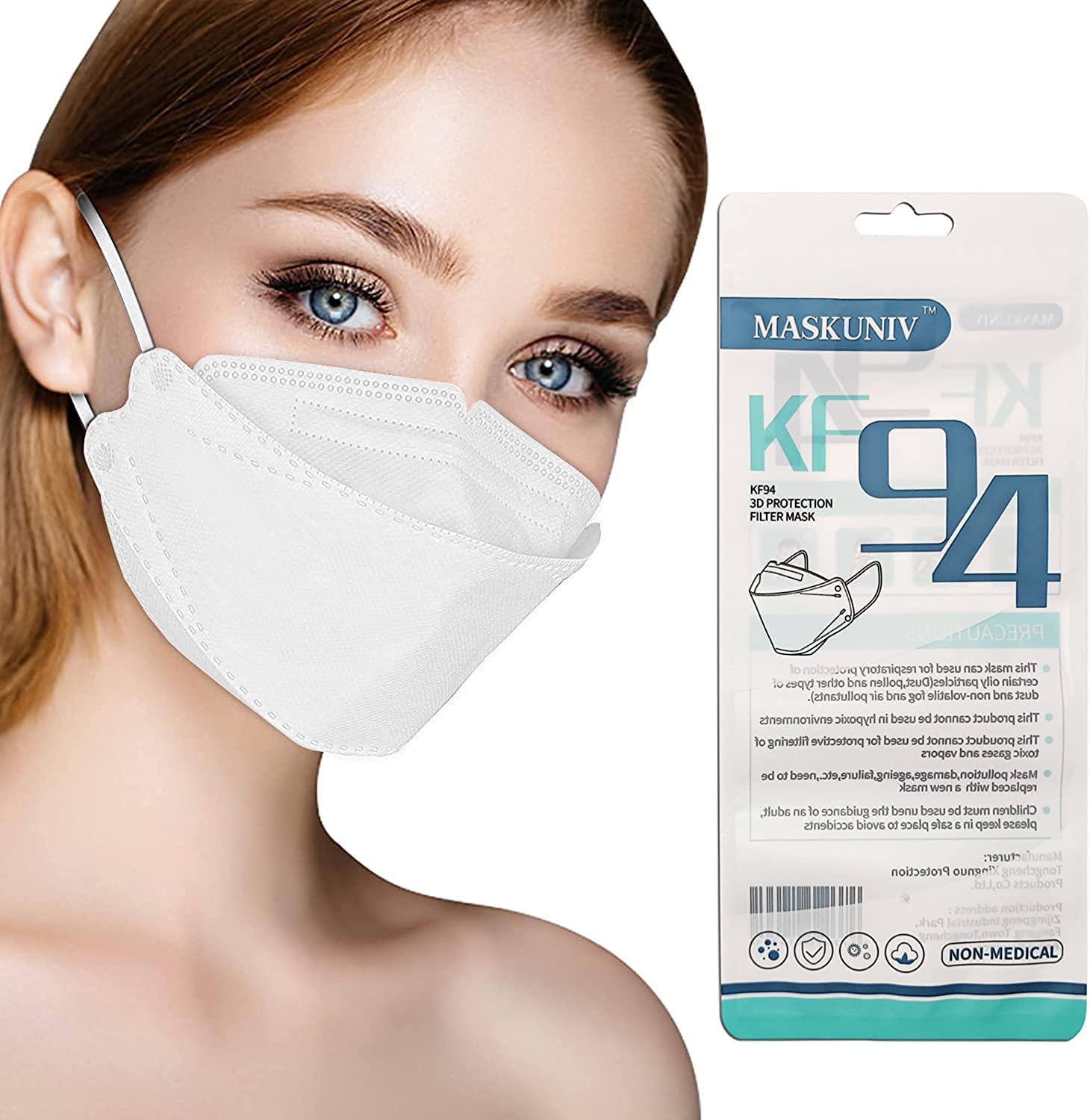 Premium White KF94 Face Masks 500PCS - 3D Protective Disposable Dust Mask 4-Ply for Adults | Daily Protection, Work, Travel & Public Safety