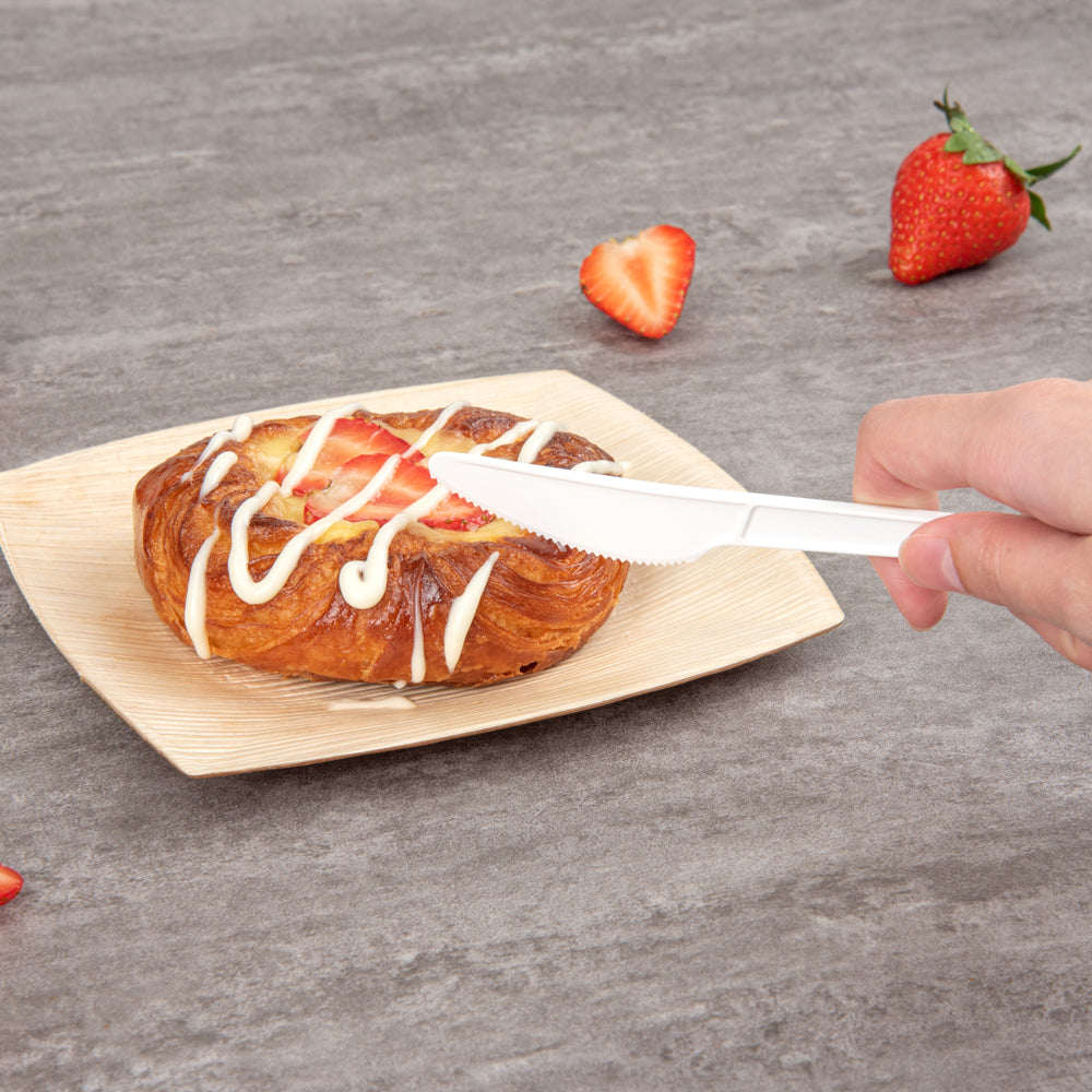 Eco-Friendly Compostable White CPLA Plastic Knives - Heat Resistant, 6.5 Inch, 50 Count Box - Perfect for Parties, Picnics & Sustainable Dining