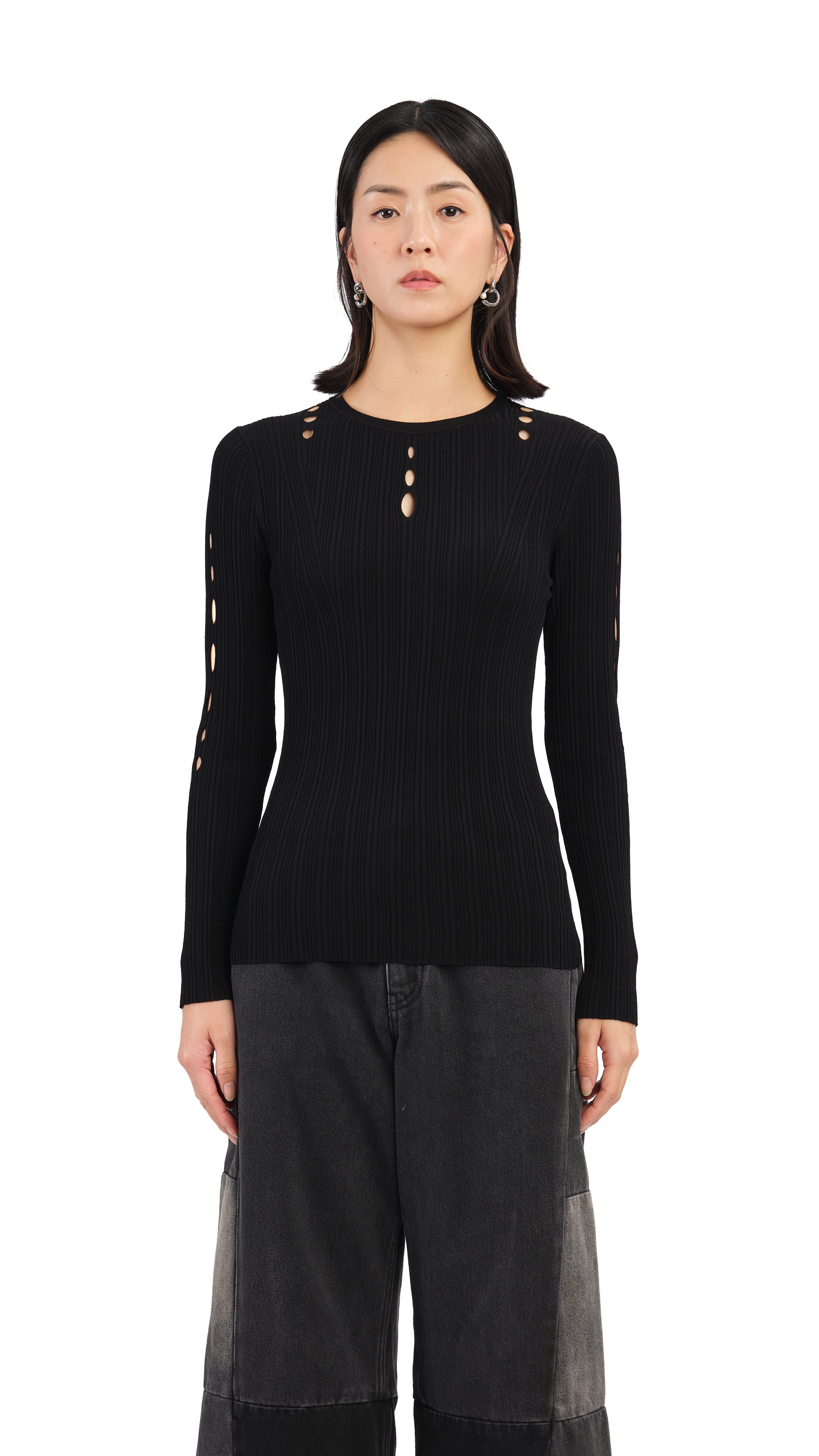 Trendy Slash Cut Out Sweater for Women - Stylish Knit Pullover for Fall & Winter Fashion | Perfect for Casual Outfits, Date Nights & Layering