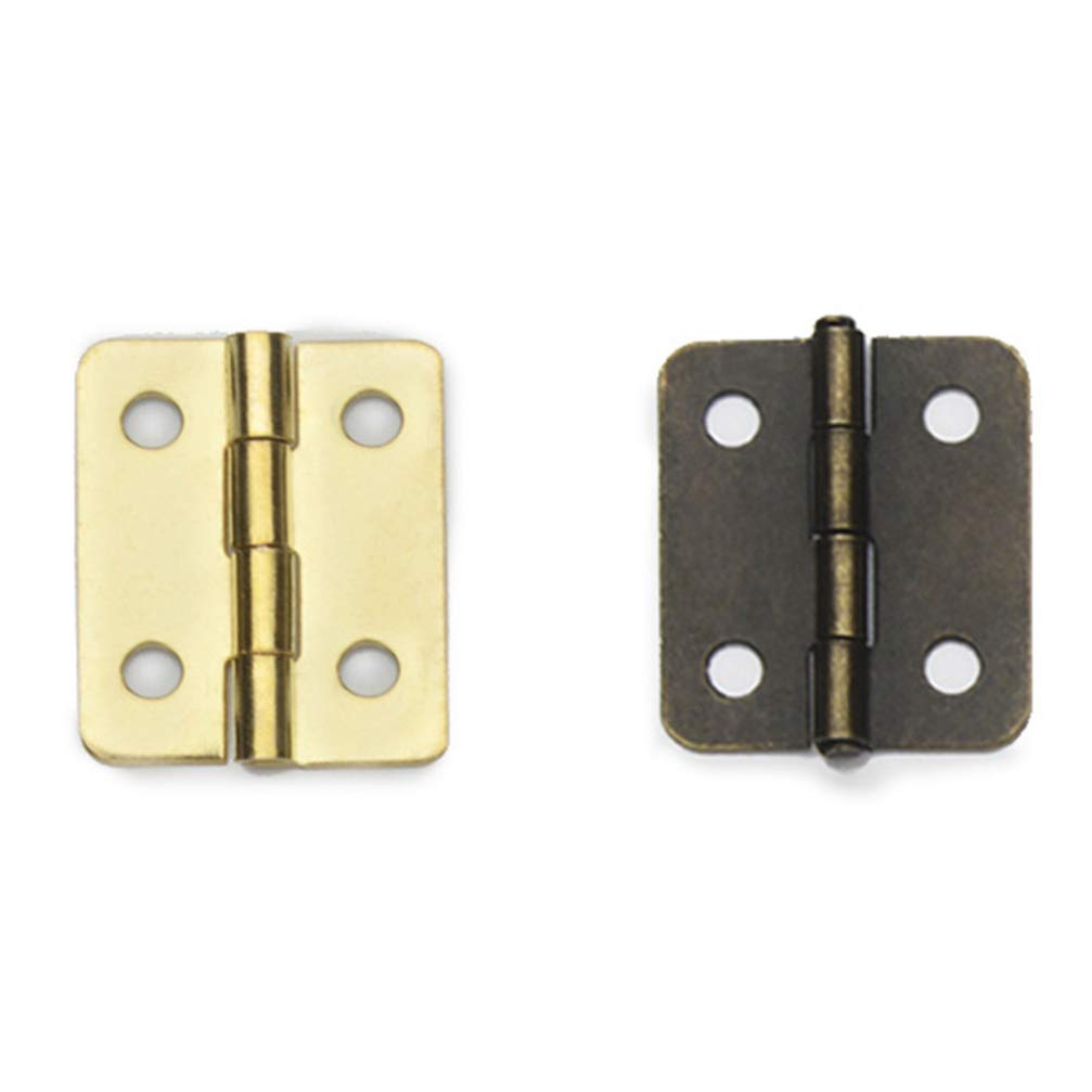 Healifty 20pcs 1:12 Scale Miniature Hinges for Dollhouse Furniture - Bronze Cabinet & Closet Hardware with 80 Screws - Perfect for DIY Dollhouse, Miniature Models, and Craft Projects