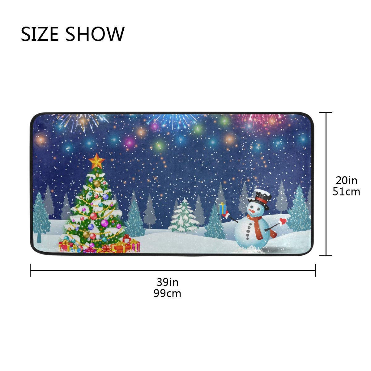 DOMIKING Non-Slip Christmas Kitchen Rug - Snowman Design Holiday Floor Mat, 39