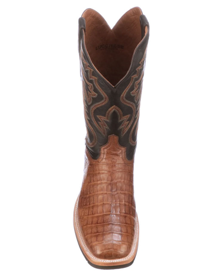 Lucchese M4554.WF Men's Rowdy Caiman Leather Cowboy Boots - Brown Western Boots for Men | Perfect for Rodeo, Country Dancing & Western Fashion