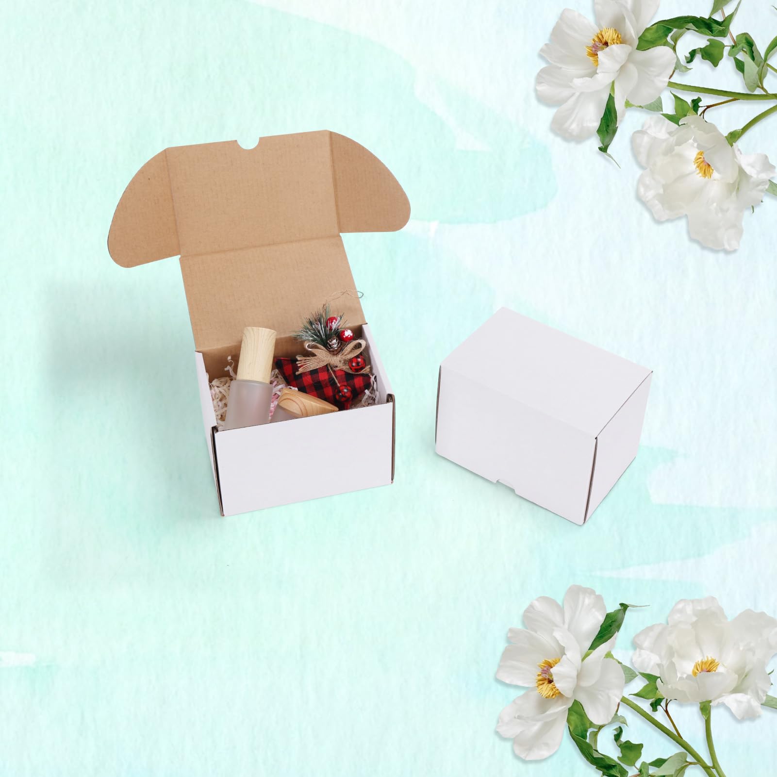 WIFTREY 40 Pack 6x4x4 Small Shipping Boxes - White Corrugated Cardboard Mailer Boxes for Small Business, Ecommerce & Mailing | Perfect for Jewelry, Cosmetics & Gift Packaging