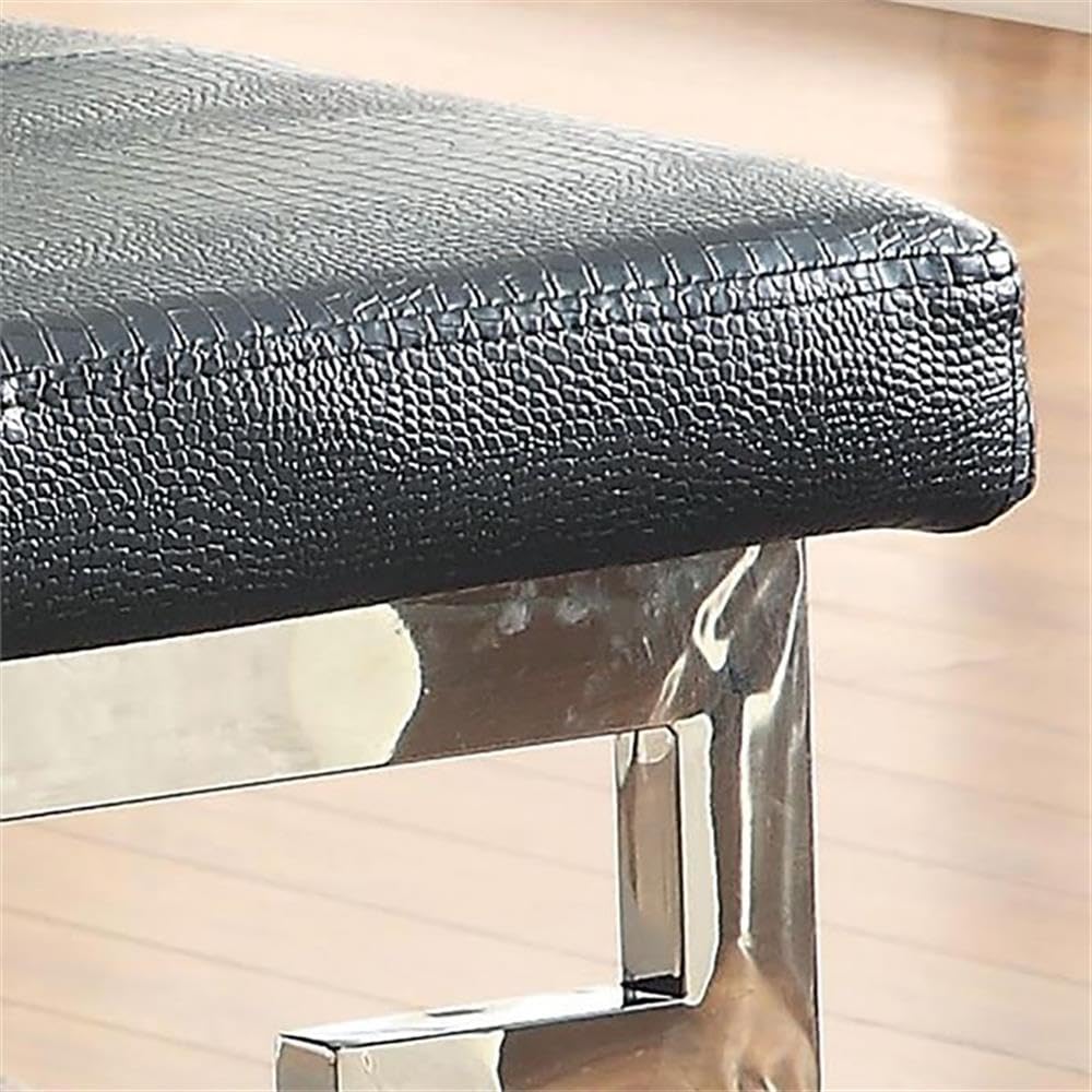 Furniture of America Jaxi Contemporary Black Faux Leather Tufted Bench - Stylish Entryway, Bedroom or Living Room Seating Solution