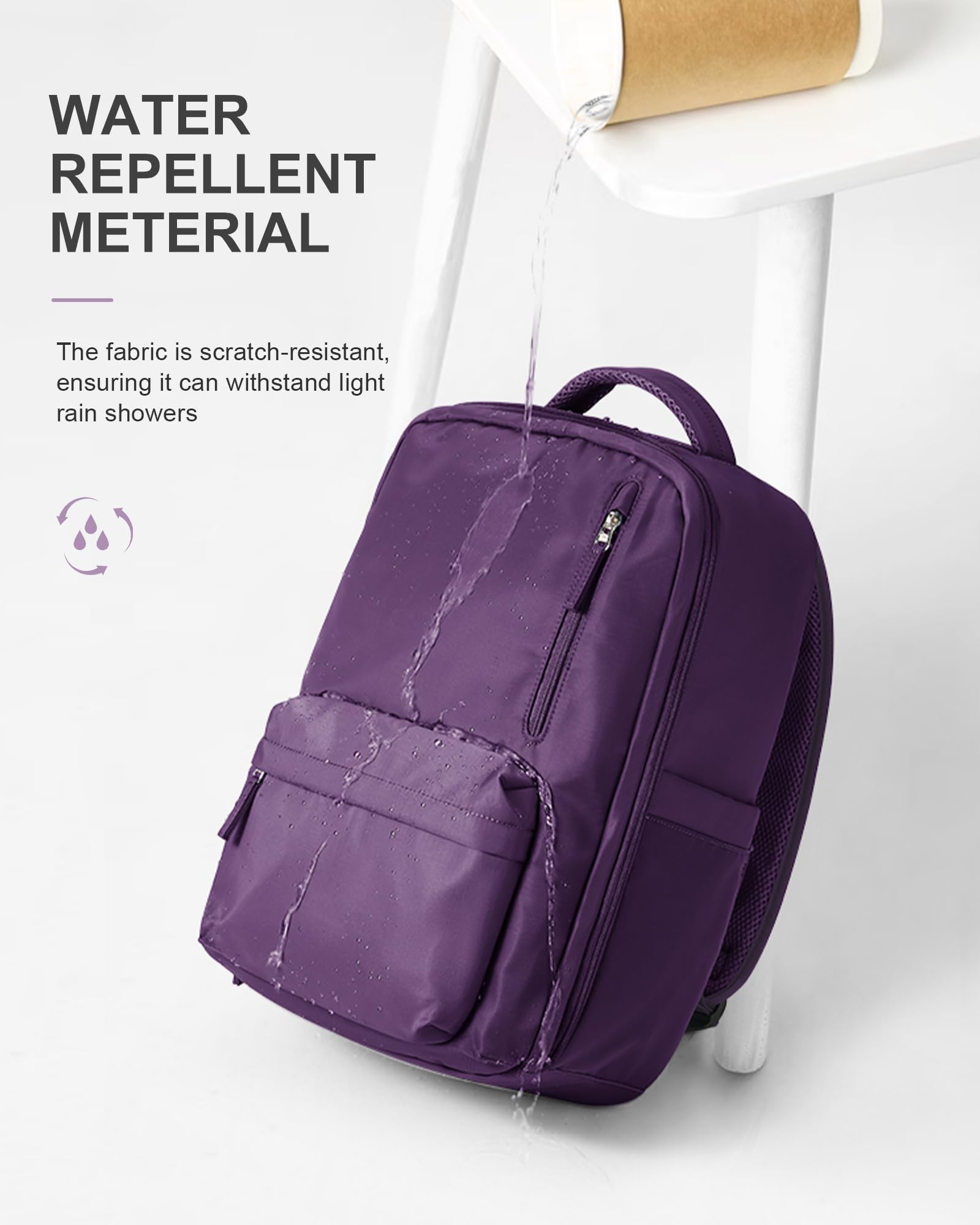 TSA Approved Travel Backpack for Women - Airplane Carry On Personal Item Size Laptop Backpack for Work, College & Business Travel - Water Resistant Dark Purple Backpack for Commuting & Weekend Getaways
