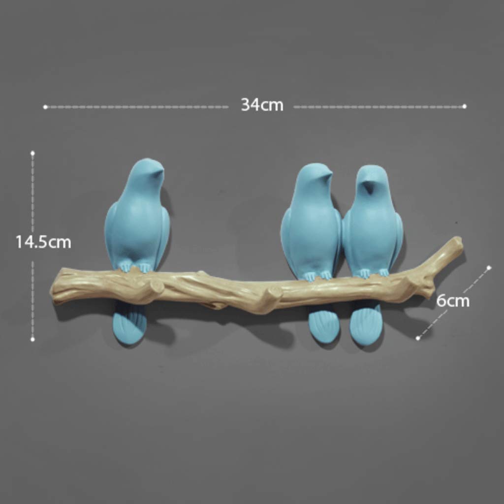 Handmade Carved Coat Hook - Blue Wall Decor for Porch & Entryway