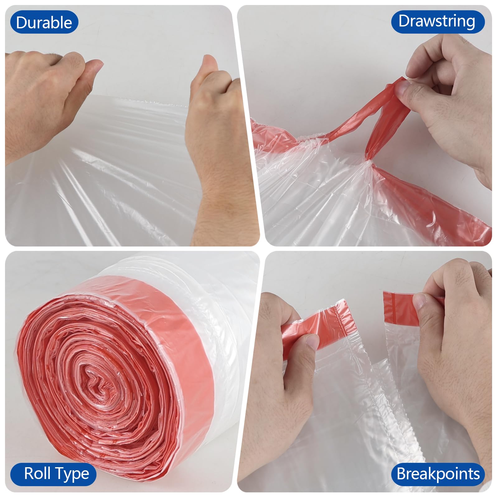 Pekky 10 Gallon Kitchen Trash Bags - Medium Drawstring Garbage Bags (108 Count) - Strong & Leak-Proof for Home, Office & Outdoor Use