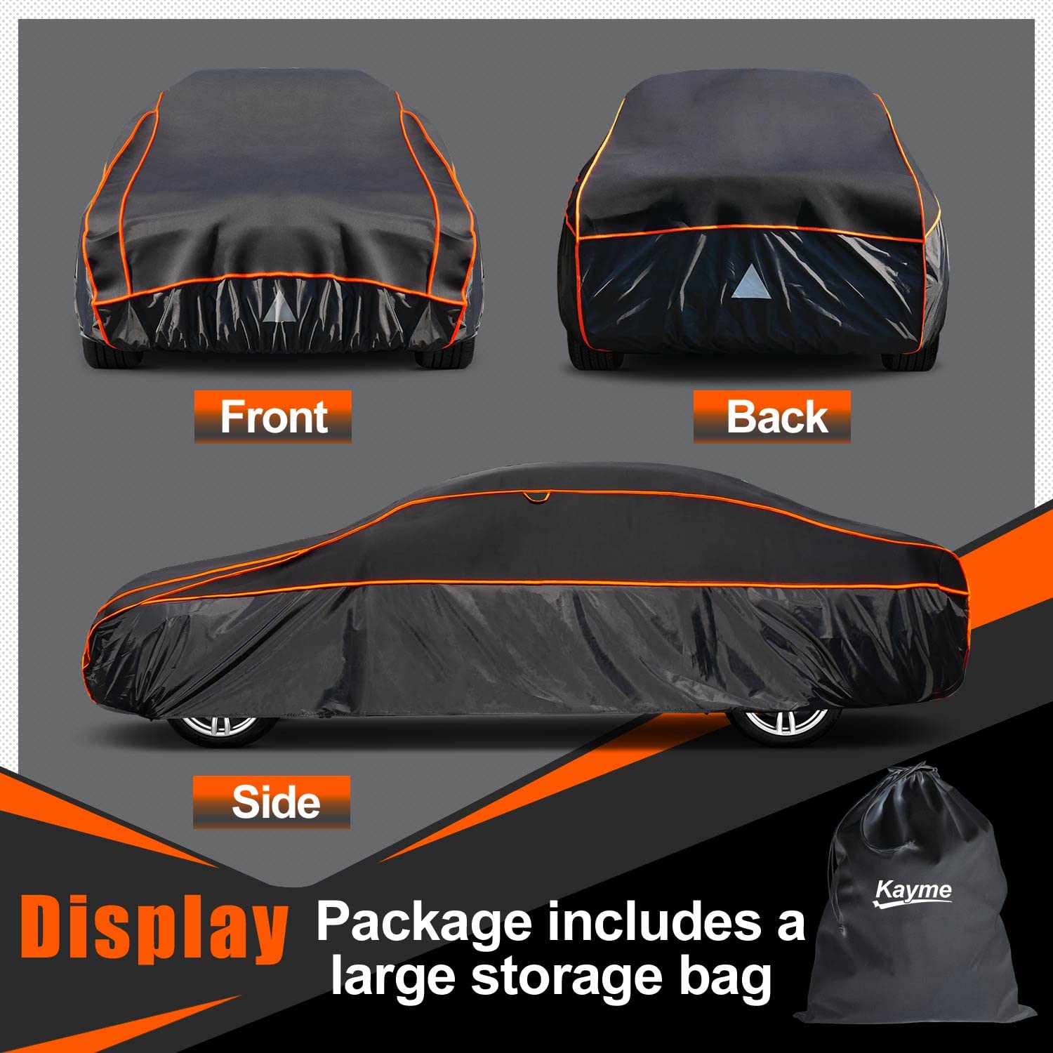 Kayme Thickened Multi-Layered EVA SUV Car Cover - Waterproof All-Weather Hail Protection with Wind Straps for Outdoor Use (Fits 182-191 Inch SUVs & Jeeps) | Perfect for Hail Storms, Snow, and Extreme Weather Protection
