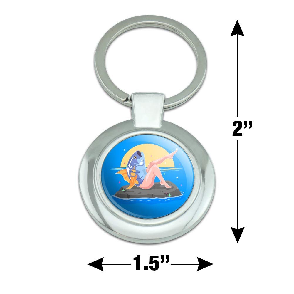 Reverse Mermaid with Tuna Head Keychain - Unique Chrome Plated Metal Key Ring for Women & Men | Funny Novelty Gift for Mermaid Lovers, Beach Party Favors, Bag Charms & Keychain Collections