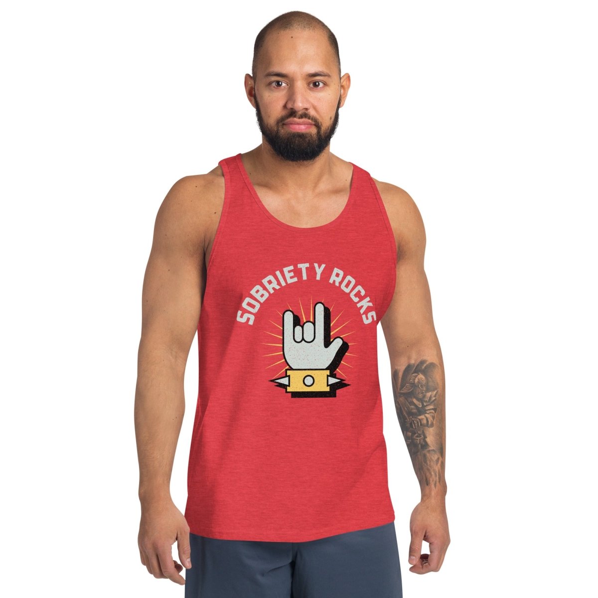 Men's Sobriety Rocks Tank Top - Comfortable & Stylish Workout Shirt for Gym, Running & Recovery Support