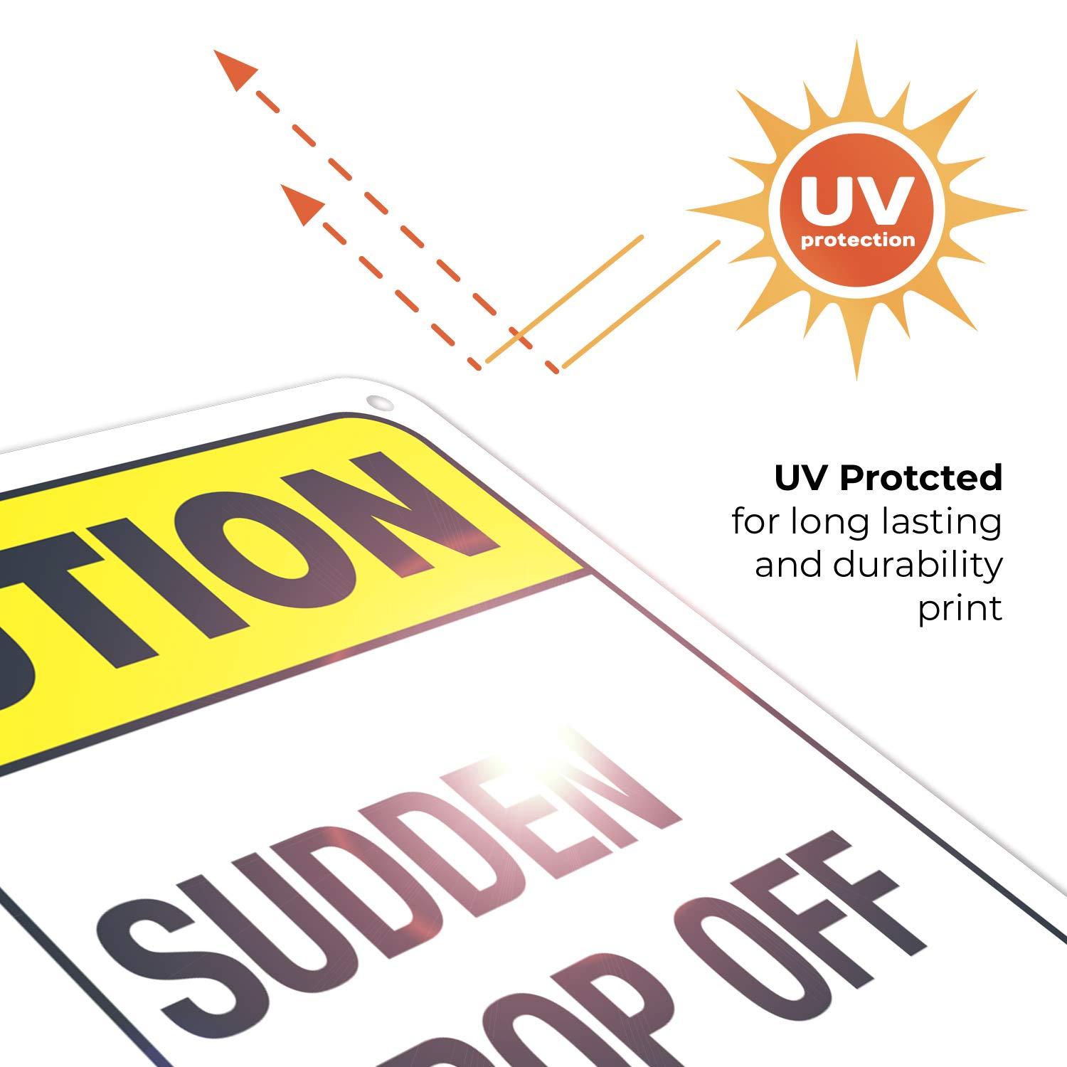 ANSI Caution Sudden Drop Off Sign - 10x7 Inches, Rust-Free .040 Aluminum, Fade-Resistant for Indoor & Outdoor Use - Made in USA | Perfect for Construction Sites, Warehouses & Hazard Areas
