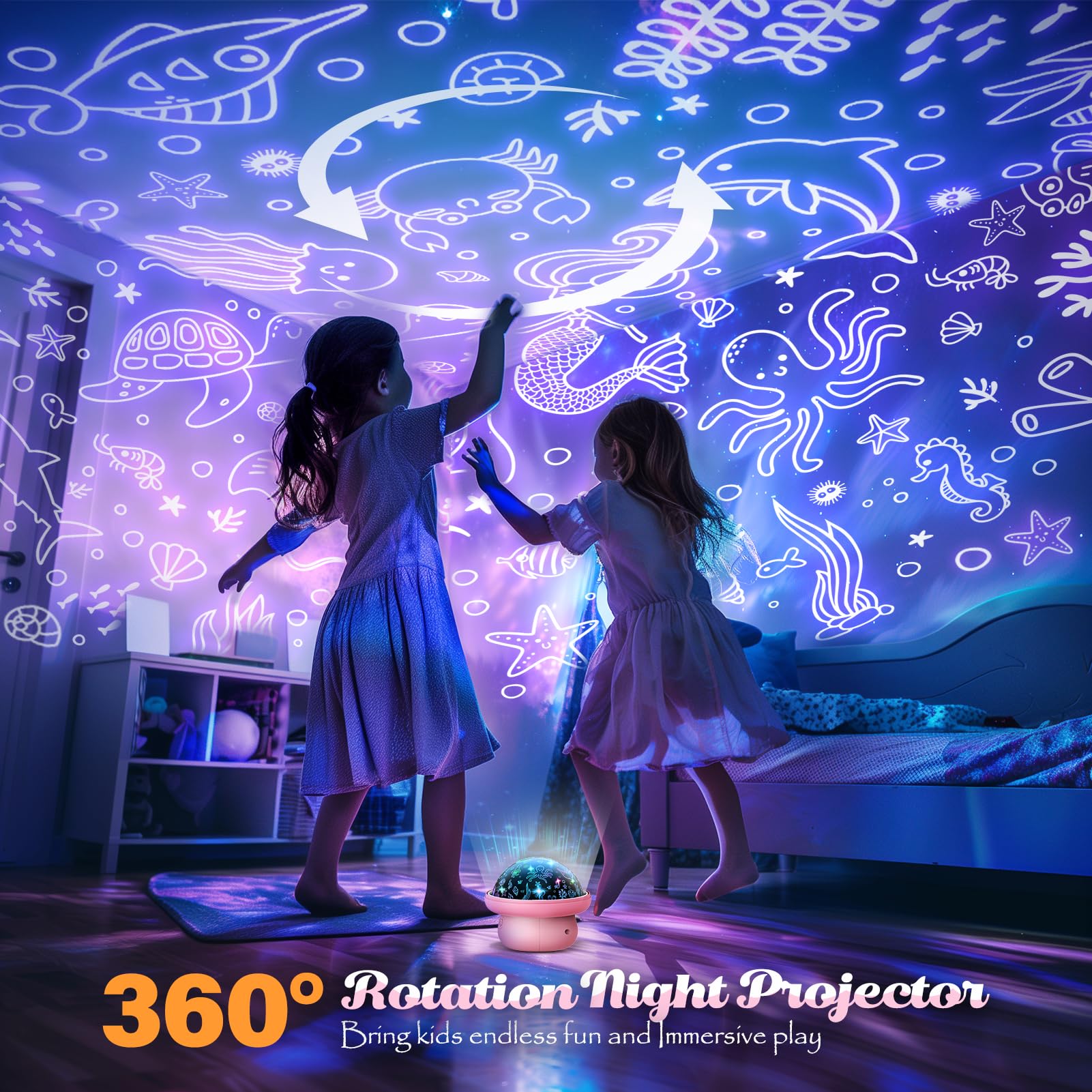 **Mushroom Night Light Projector for Girls 1-5 Years Old - Pink Fairy Princess Bedside Lamp, Kids Room Decor & Gift for Little Girls - Perfect for Bedtime, Nursery, and Playroom**