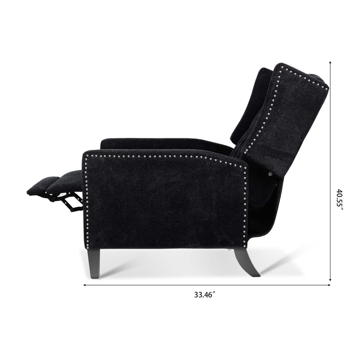Black Fabric Recliner Chair for Adults - Mid-Century Modern Wingback Accent Chair with Tufted Design, 27