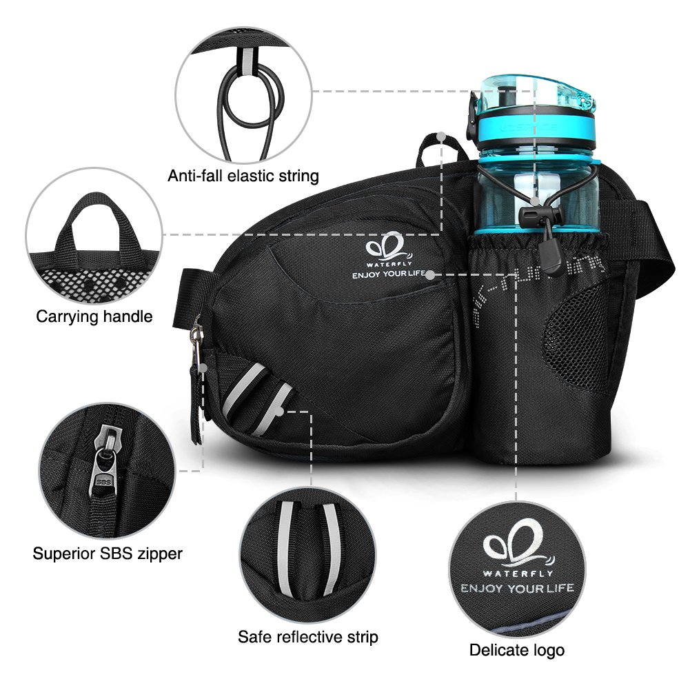 WATERFLY Hiking Fanny Pack with 24oz BPA-Free Water Bottle - Outdoor Adventure Gear