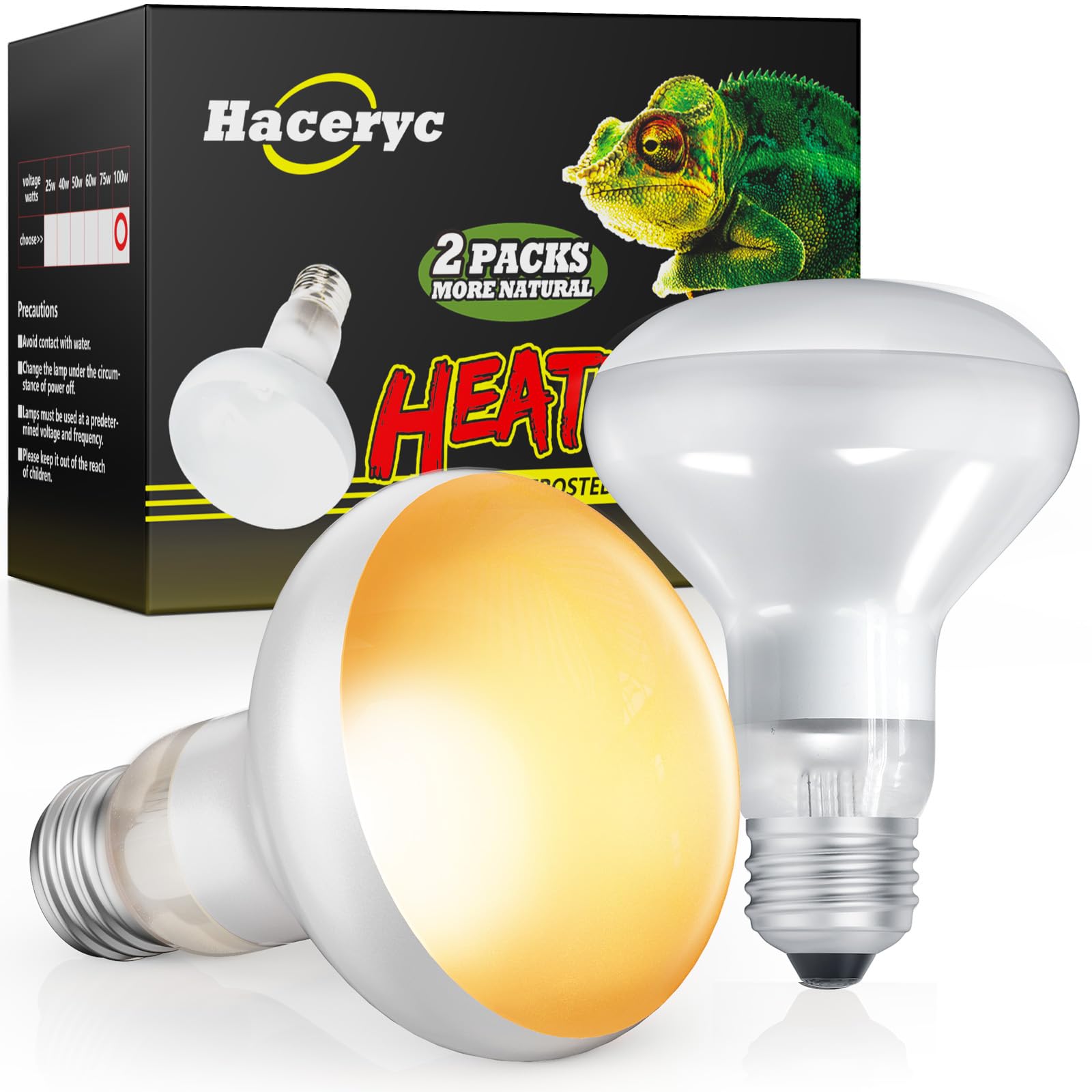 100W Reptile Heat Lamp Bulbs 2 Pack - UVA Daylight Basking Light for Bearded Dragons, Lizards, Turtles & Chickens | Ideal for Terrariums, Vivariums & Coop Heating