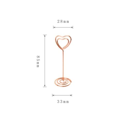 10 Pack Heart Shaped Table Number Card Holders - Rose Gold Photo Stands for Wedding, Birthday, Christmas Party Decorations - Perfect for Place Cards, Menu Clips, Office Desk Memo Notes & Holiday Decor