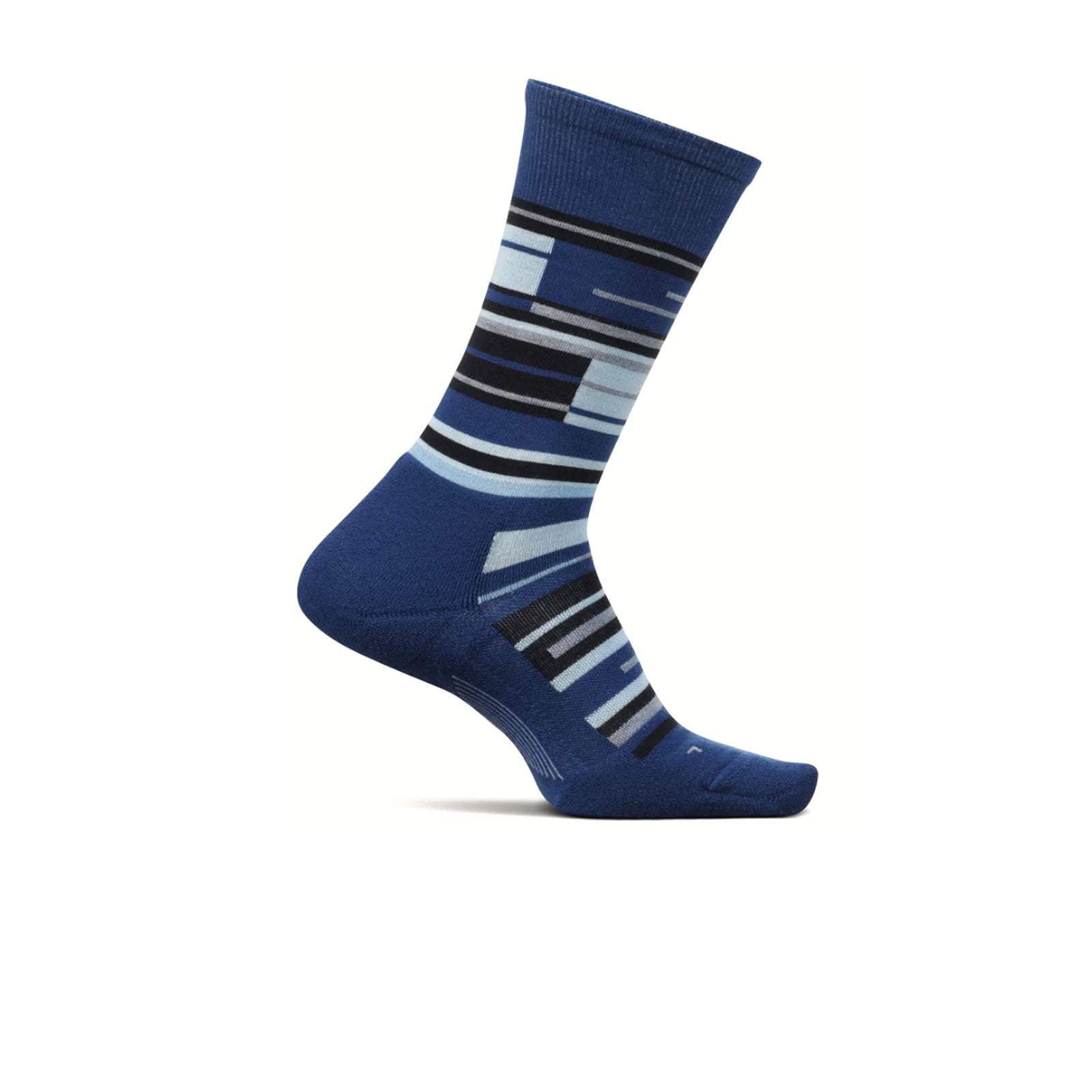 Feetures LM108623 Max Cush Classic Rib Crew Socks for Men - Transit Blue | Running, Hiking & Everyday Comfort Socks for Active Lifestyles