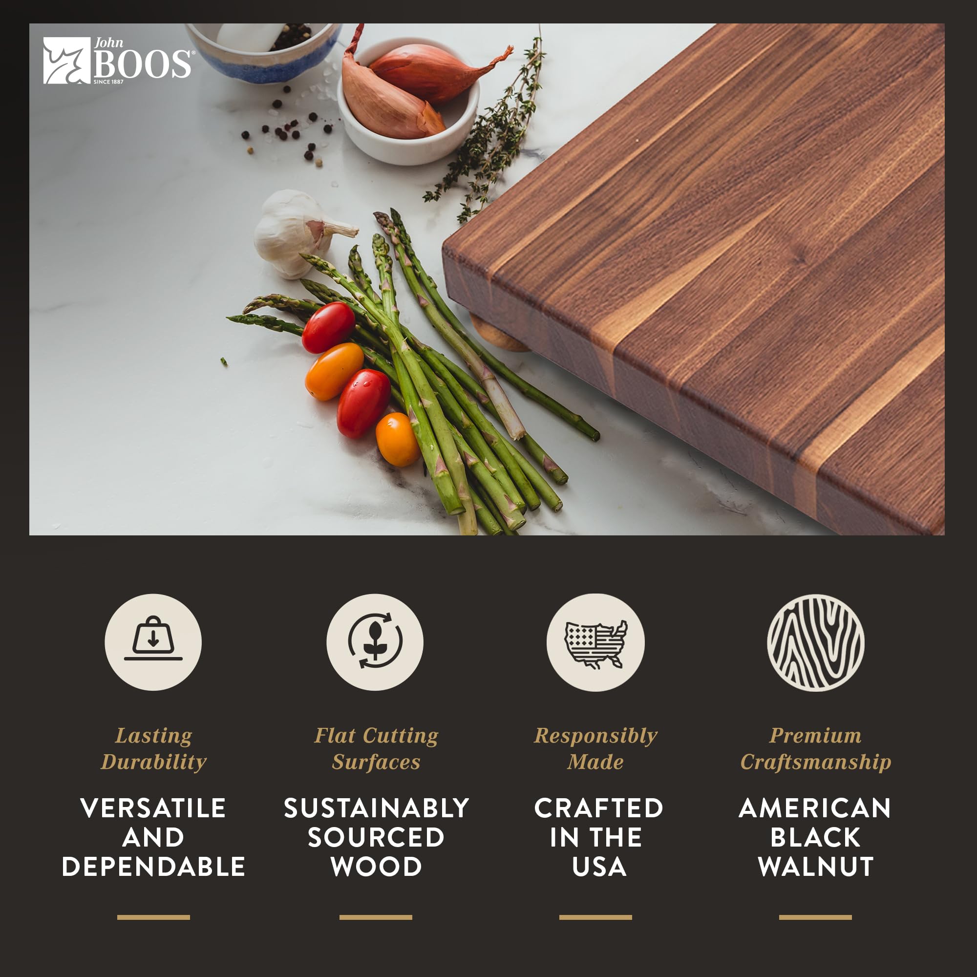 John Boos B Series Walnut Wood Cutting Board with Feet - 9