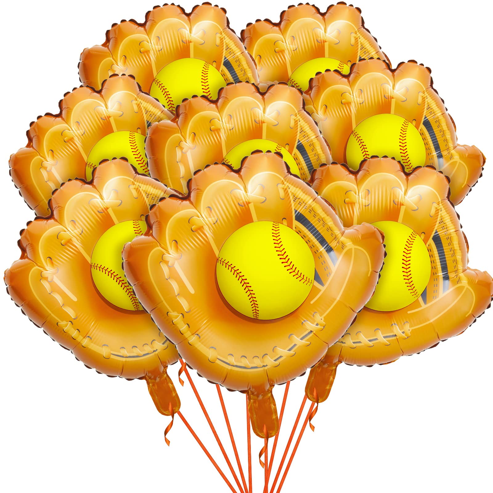 8-Piece Softball Glove Balloons - 20 Inch Air Inflatable Party Balloons for Birthday Decorations, Sports Themed Events & Baseball Game Celebrations
