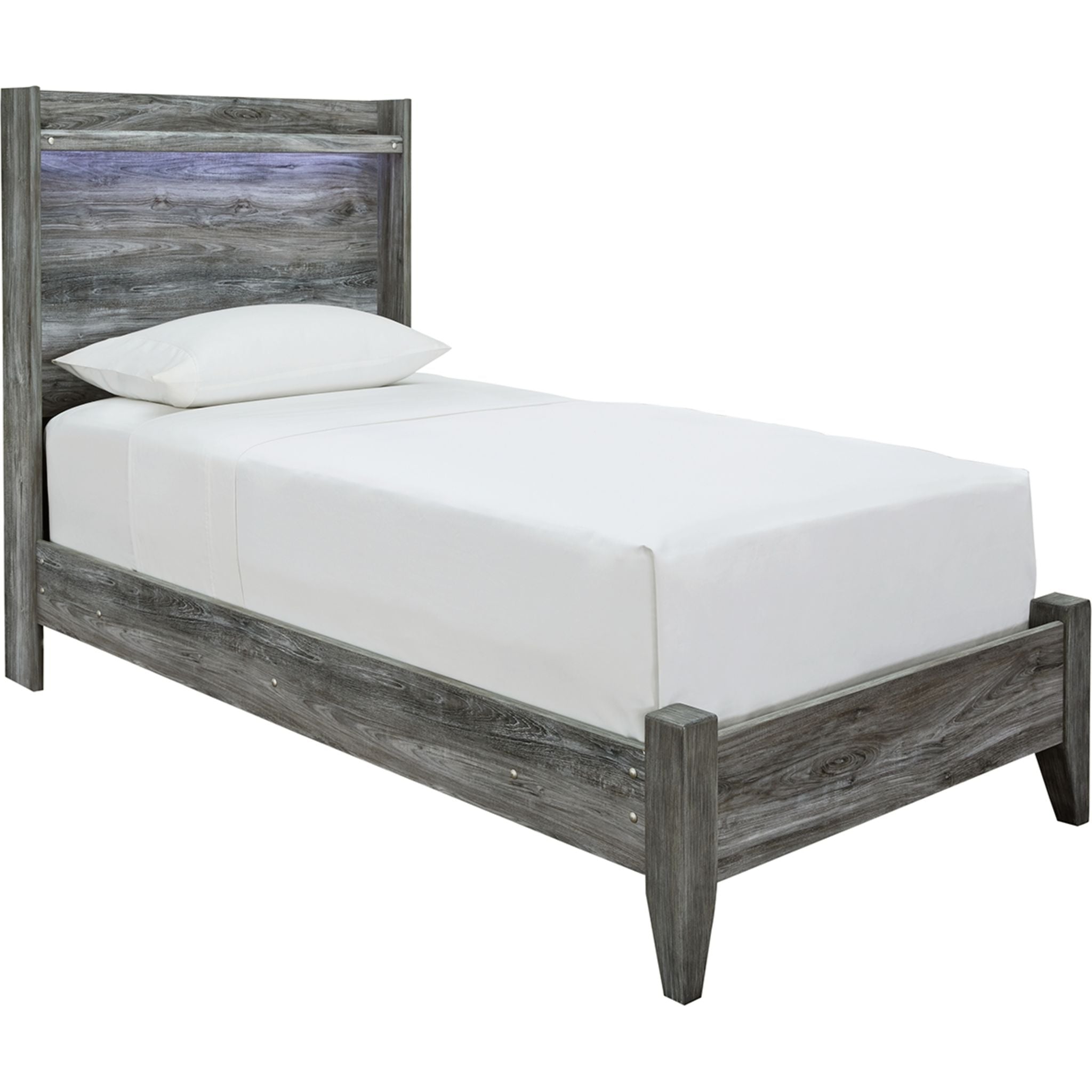 Baystorm Twin Panel Bed Frame with Headboard - Gray Wooden Platform Bed for Kids, Teens & Adults - Perfect for Small Spaces, Guest Rooms & Dormitories