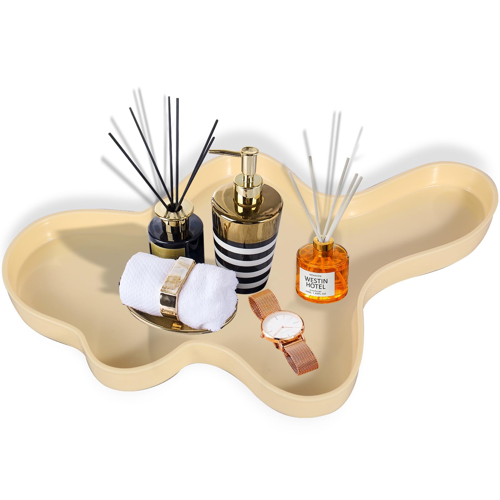 Abstract Decorative Tray for Jewelry & Perfume - Vanity & Coffee Table Organizer for Living Room, Bathroom, Bedroom