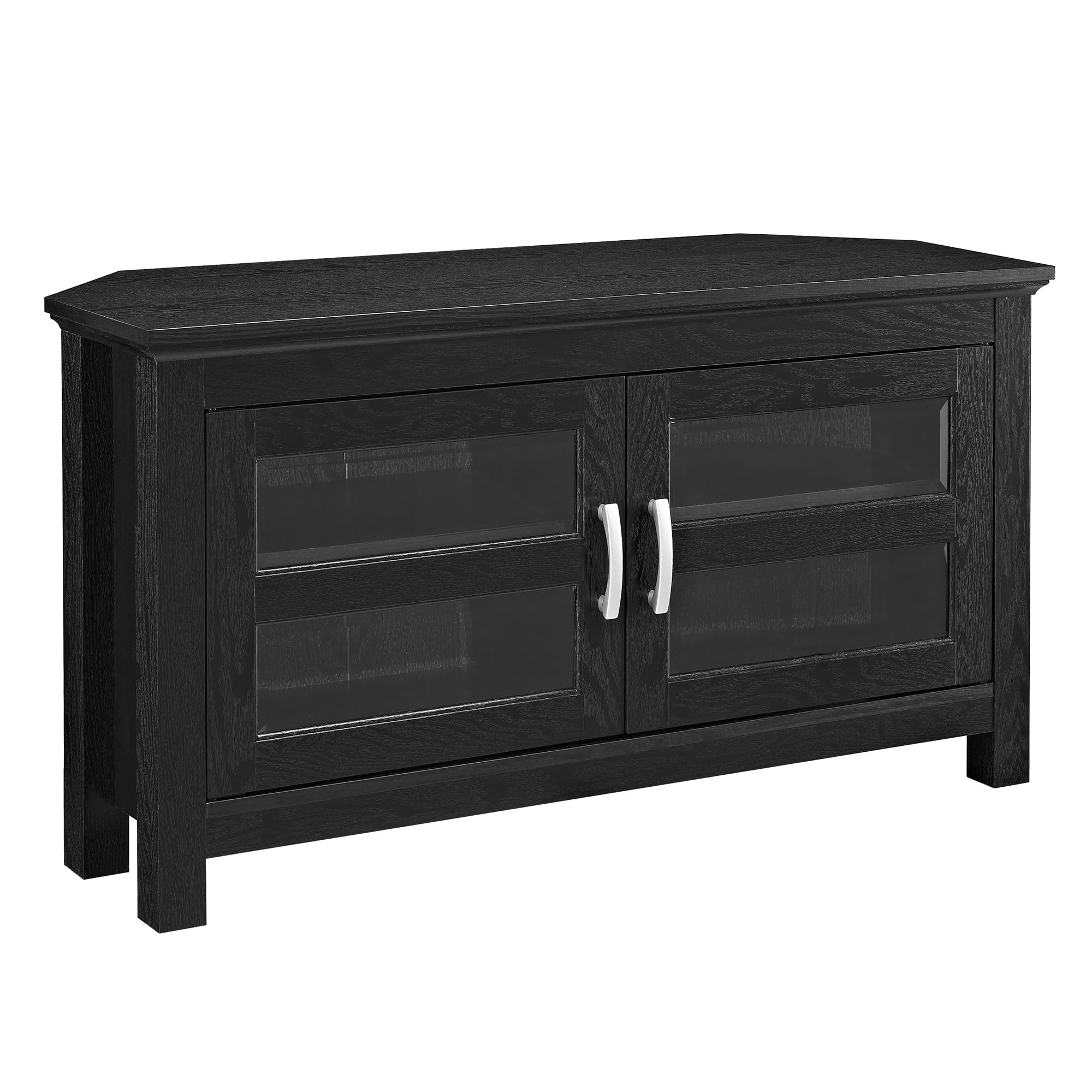 Walker Edison 44 Inch Black 2-Door Corner TV Stand Cabinet for TVs up to 48