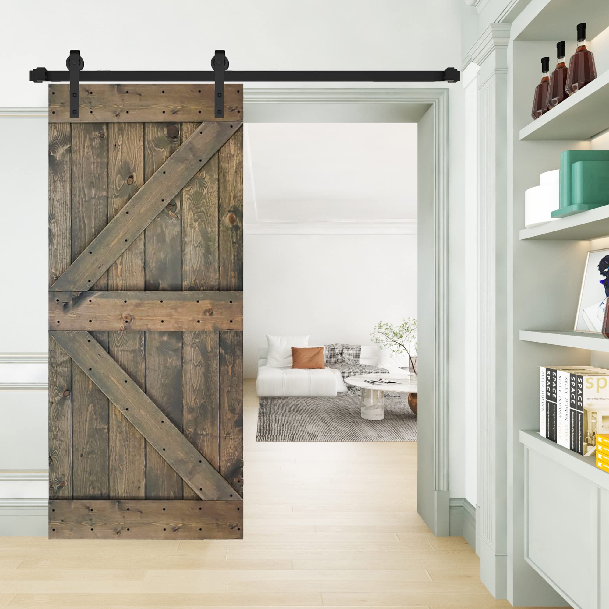 ISLIFE 36x84 Inch K Series DIY Knotty Pine Wood Interior Sliding Barn Door Slab - Aged Barrel Finish for Rustic Home Decor | Perfect for Bedrooms, Closets & Farmhouse Style Spaces