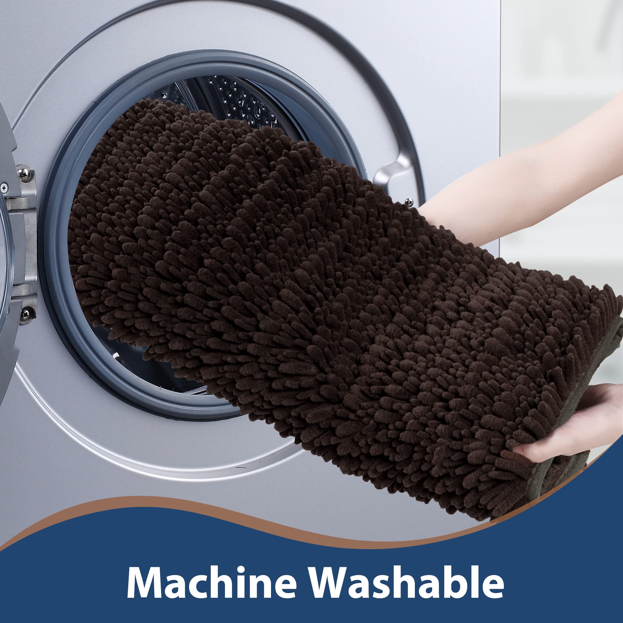 FLOLEOPA Soft Plush Microfiber Bathroom Rugs - Super Absorbent Non-Slip Machine Washable Bath Mats for Tub, Shower & Bathroom Floor (24x39 Inches, Chocolate) - Perfect for Cozy Bathroom Comfort & Safety