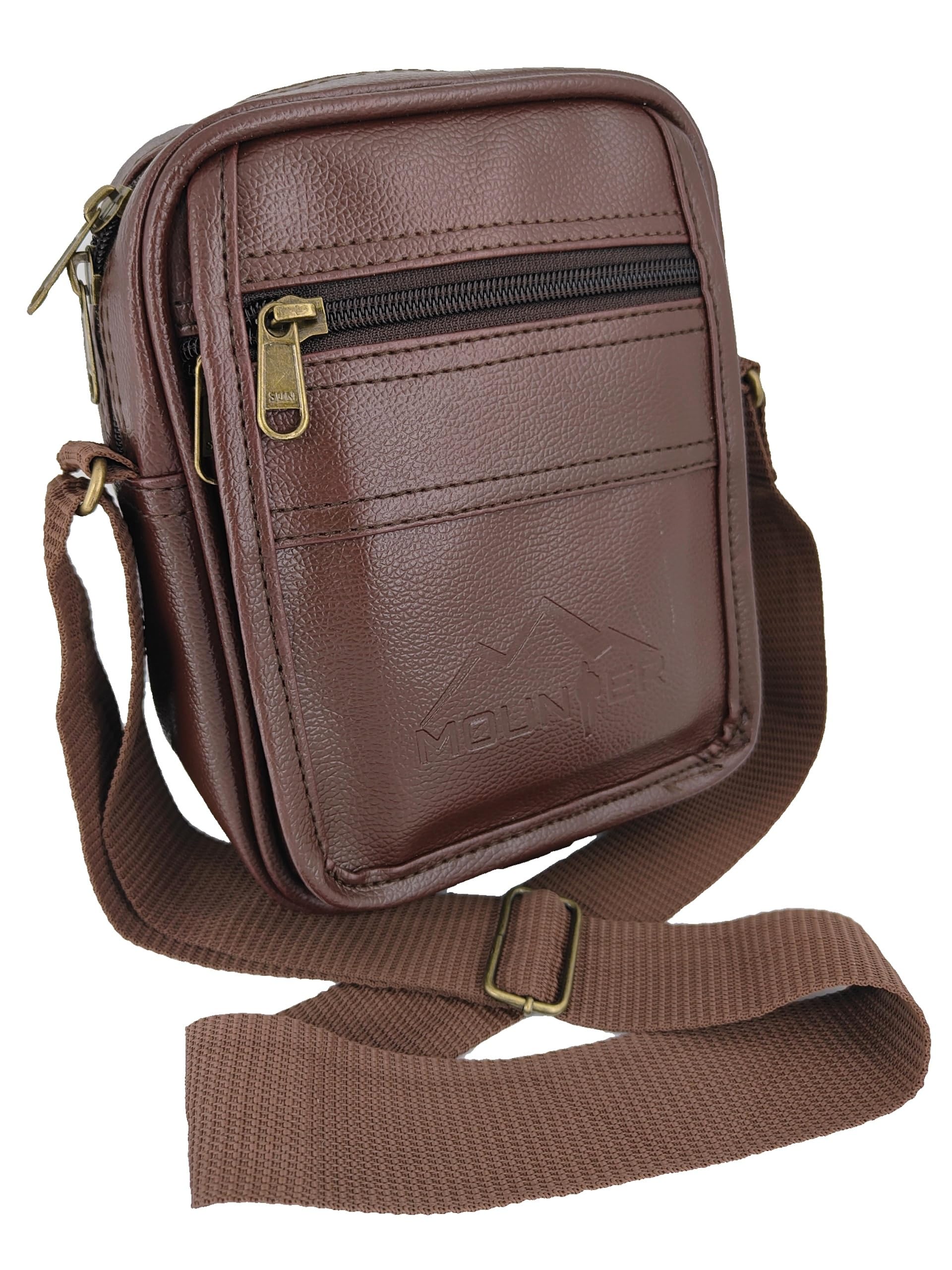MOUNTER Stylish Leather Crossbody Bag for Men & Women - Durable Messenger Shoulder Bag for Travel, Office & Daily Use - Perfect for Work, Commuting & Casual Outings