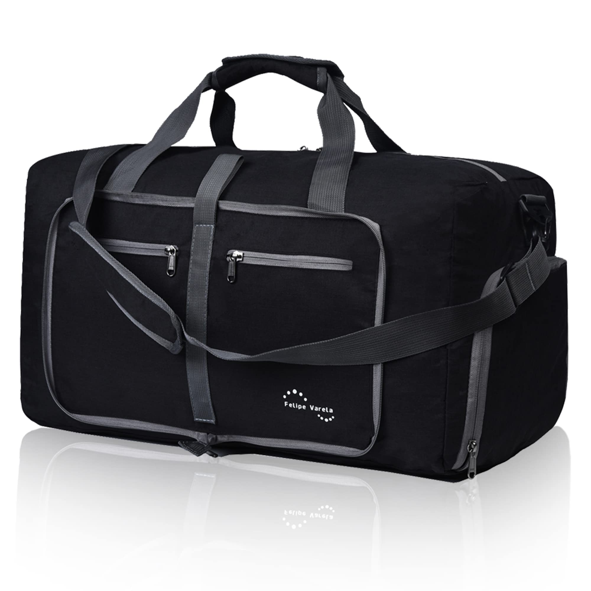 Felipe Varela 65L Duffle Bag with Shoes Compartment & Adjustable Strap - Foldable Waterproof Travel Duffel for Men & Women - Perfect for Gym, Weekend Trips & Outdoor Adventures