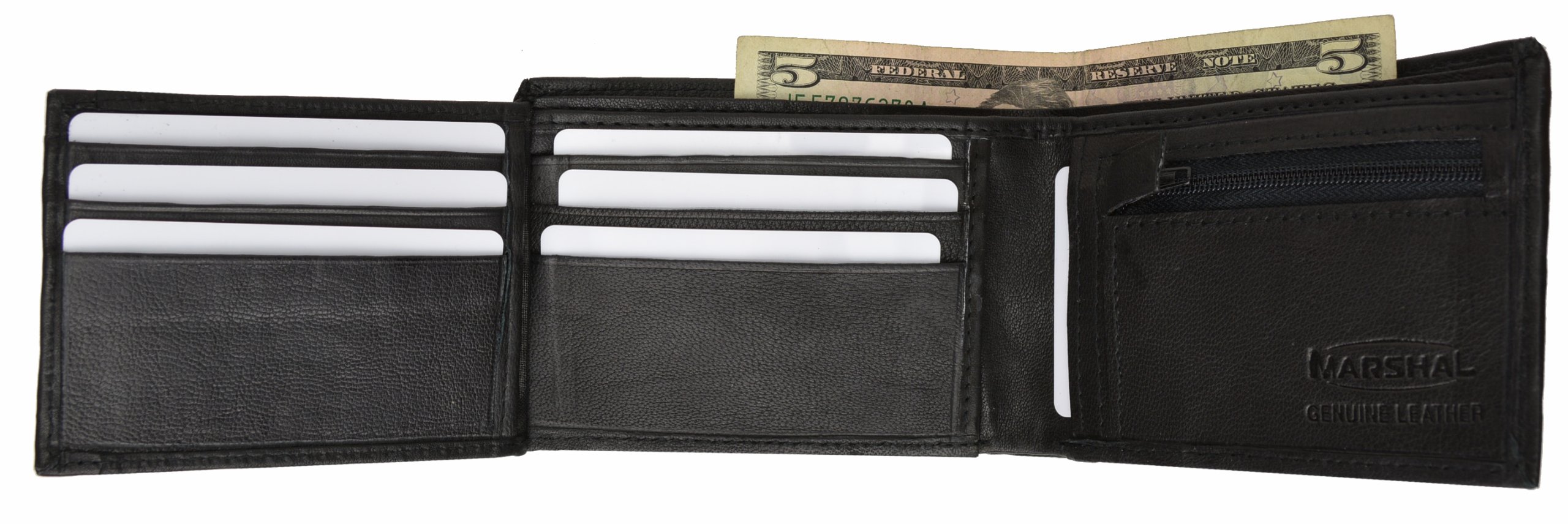 Premium MARSHAL Genuine Leather Flap Wallet for Men - Slim RFID Blocking ID & Credit Card Holder - Perfect for Travel, Business, and Everyday Use