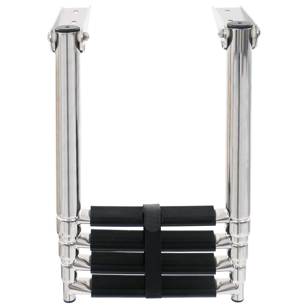 SKM 4-Step Folding Boarding Ladder | Stainless Steel Marine Boat Ladder | Perfect for Yachts, Fishing Boats & Water Sports