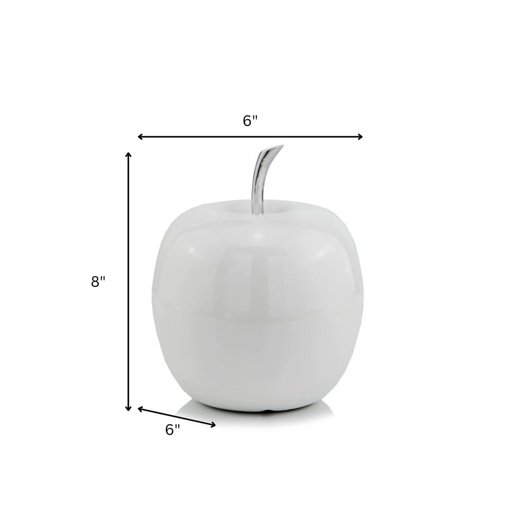Modern Day Accents Manzana Blanco White Apple - Elegant Home Decor for Kitchen, Dining Room & Office Desk