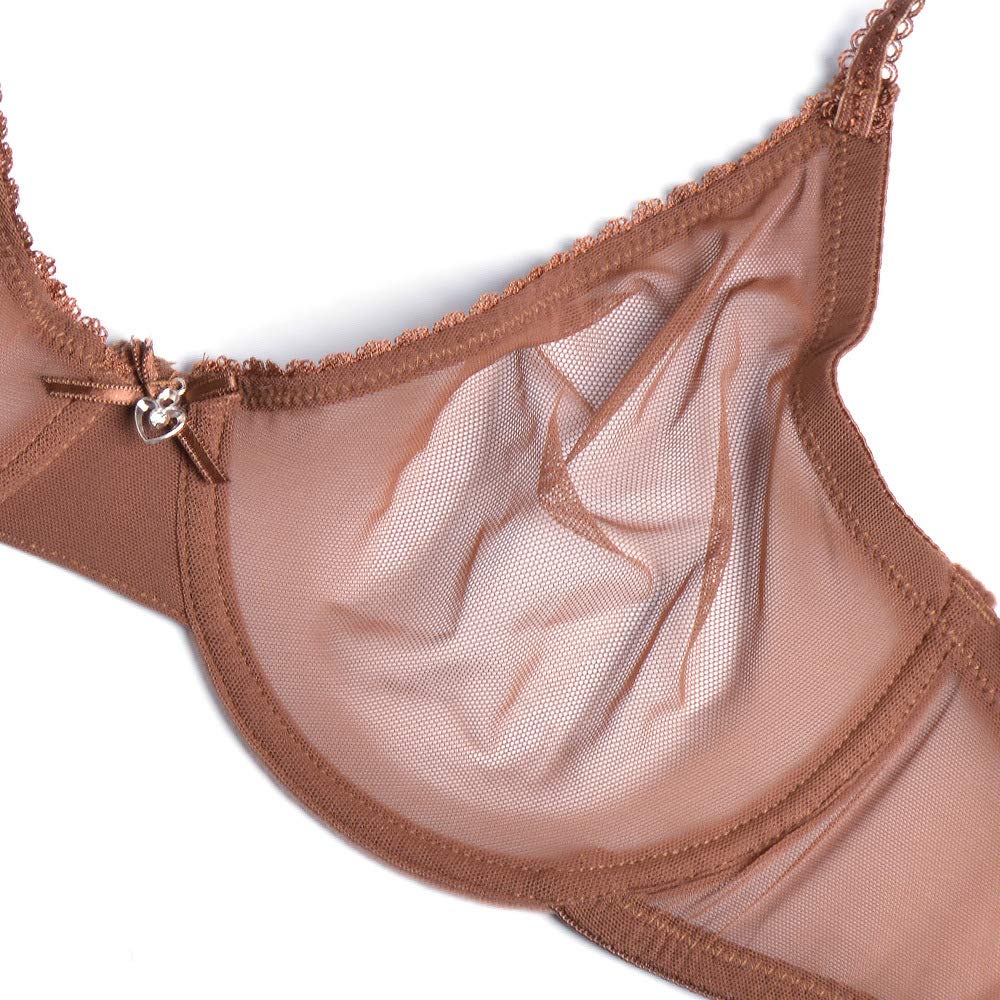 YANDW Sexy Sheer See Through Bras - Unlined Underwire Lace Mesh Bralette for Women | Ultra Thin Non Padded Clear Bra | Perfect for Date Night, Lingerie Layering & Sensual Occasions