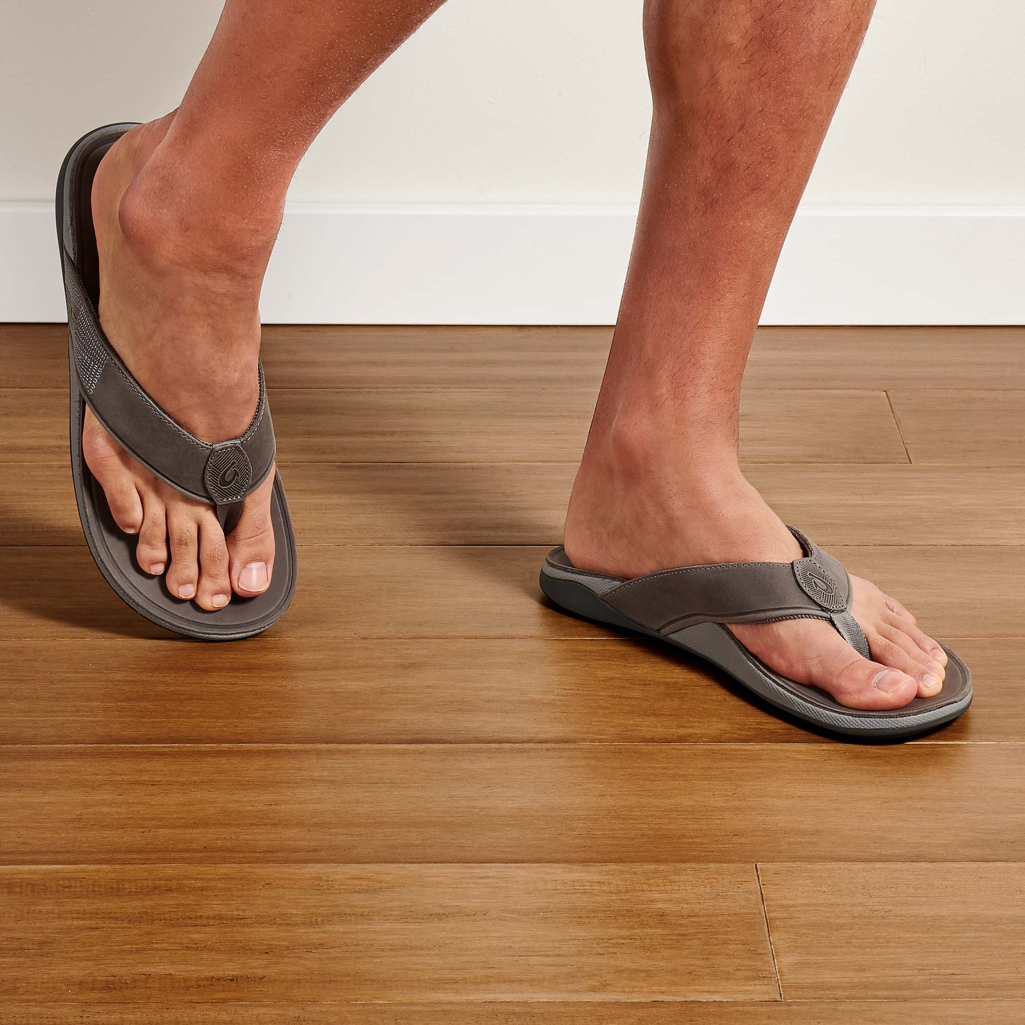 Men's Genuine Leather Beach Sandals - Stone Color | Comfortable & Durable Flip Flops for Summer, Vacation & Outdoor Activities