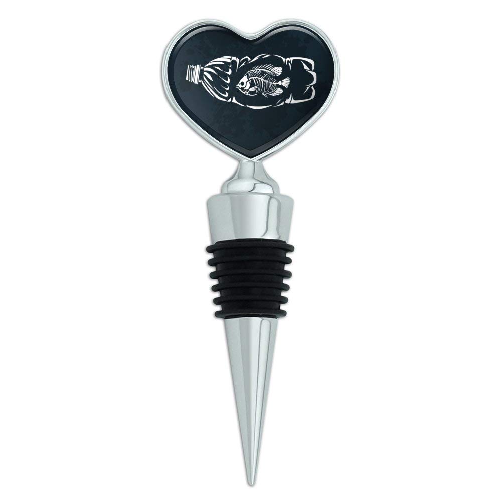 Romantic Wine Bottle Stopper - Heart-Shaped with Dead Fish Bones in Plastic Bottle Design - Perfect for Valentine's Day Gifts, Wedding Favors & Home Bar Decor