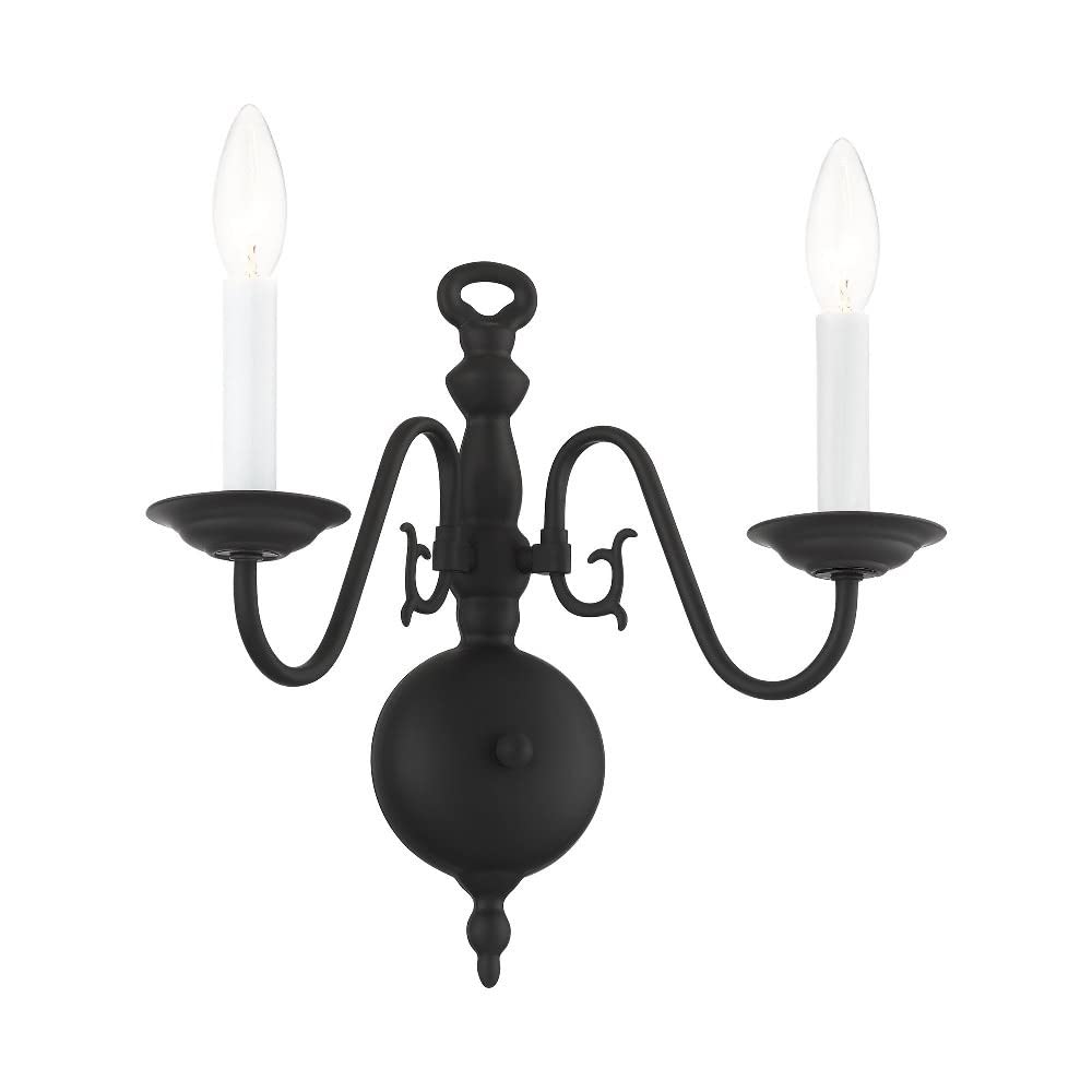 Livex Lighting 5002-02 Williamsburg 2-Light Polished Brass Wall Sconce - Elegant Wall Lighting for Bedroom, Hallway & Living Room Décor