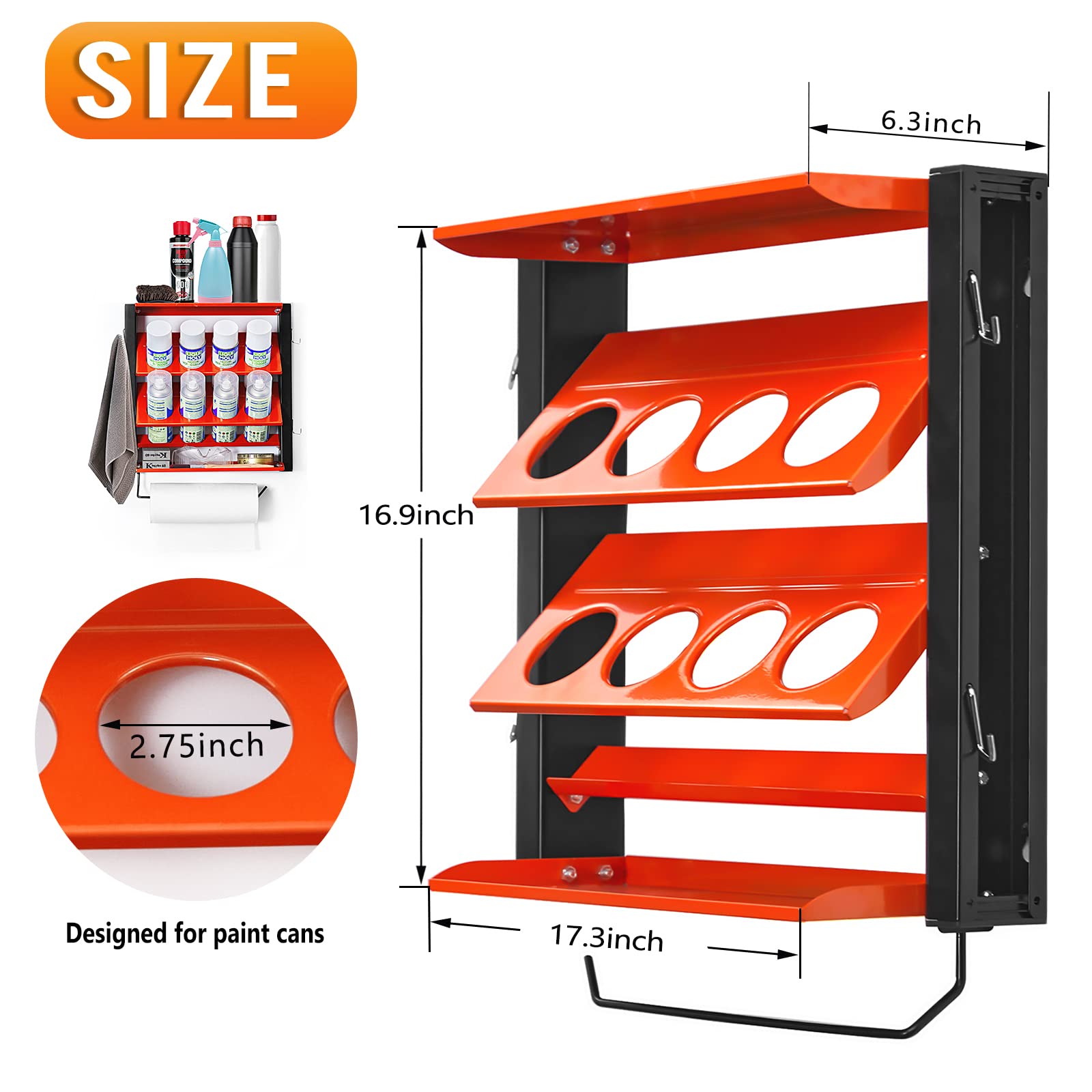 Ultrawall Heavy-Duty Steel Spray Can Rack with Paper Towel Holder - Wall Mounted Garage Storage Shelf for Tools & Bottles - Holds 100 lbs - Perfect for Workshop, Garage & Home Organization