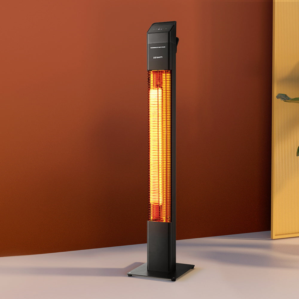 Devanti 2000W Electric Radiant Tower Heater with Remote Control - Portable Space Heater for Home, Office & Bedroom - Fast Heating with Adjustable Thermostat