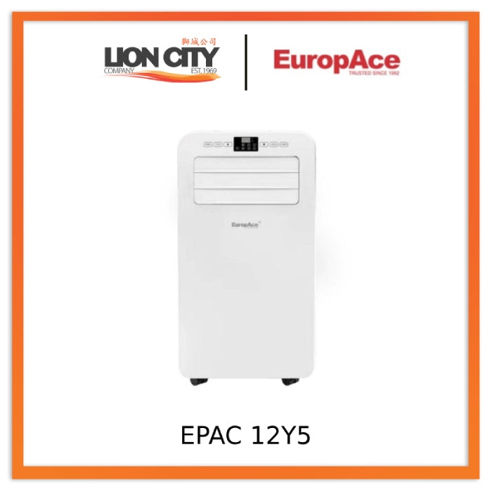 EuropAce EPAC 12Y5 Portable Air Conditioner - 12K BTU Cooling Power for Rooms up to 450 sq ft | Perfect for Bedrooms, Living Rooms & Home Offices | Energy Efficient & Easy to Install