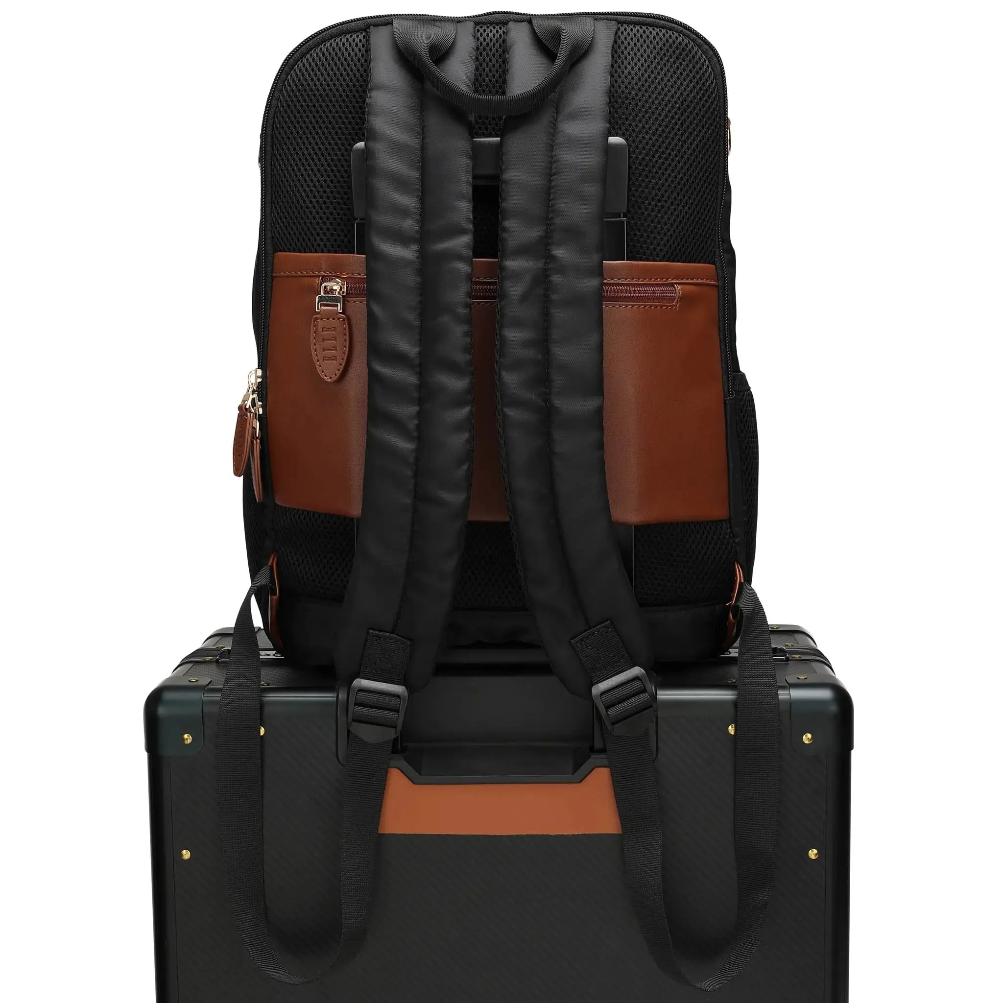 Premium 18L Twill & Vegan Leather Backpack for Travel, Work & College - Stylish Water-Resistant Laptop Bag with USB Charging Port | Perfect for Commuting, Business Trips & Campus Life