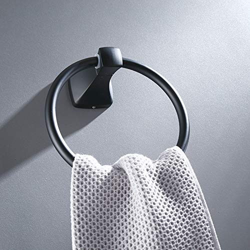 Plantex Space Aluminum Napkin Holder - Bathroom Towel Ring & Hanger for Wash Basin - Black Powder Coated - Durable Bathroom Accessories for Kitchen, Restaurant & Home Decor